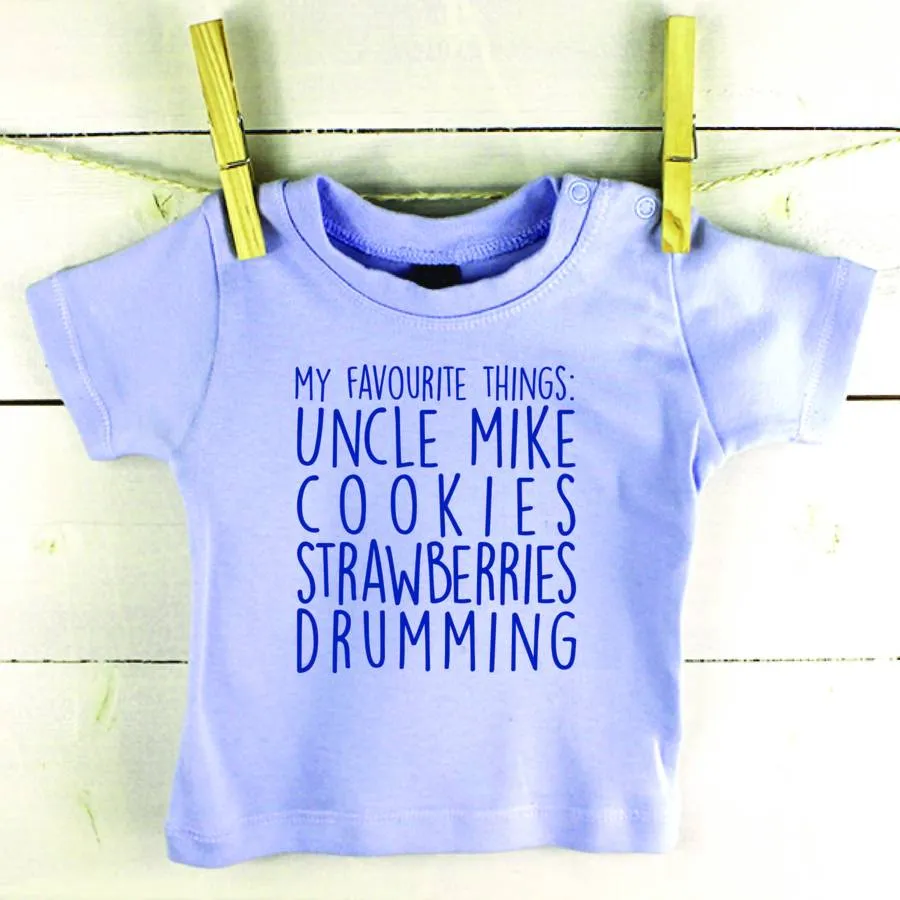 'My Favourite Things' Personalised Baby T Shirt