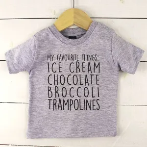 'My Favourite Things' Personalised Baby T Shirt