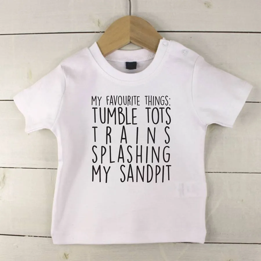 'My Favourite Things' Personalised Baby T Shirt