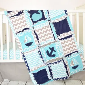 Nautical Crib Bedding | Whale, Sailboat, Anchor Quilt