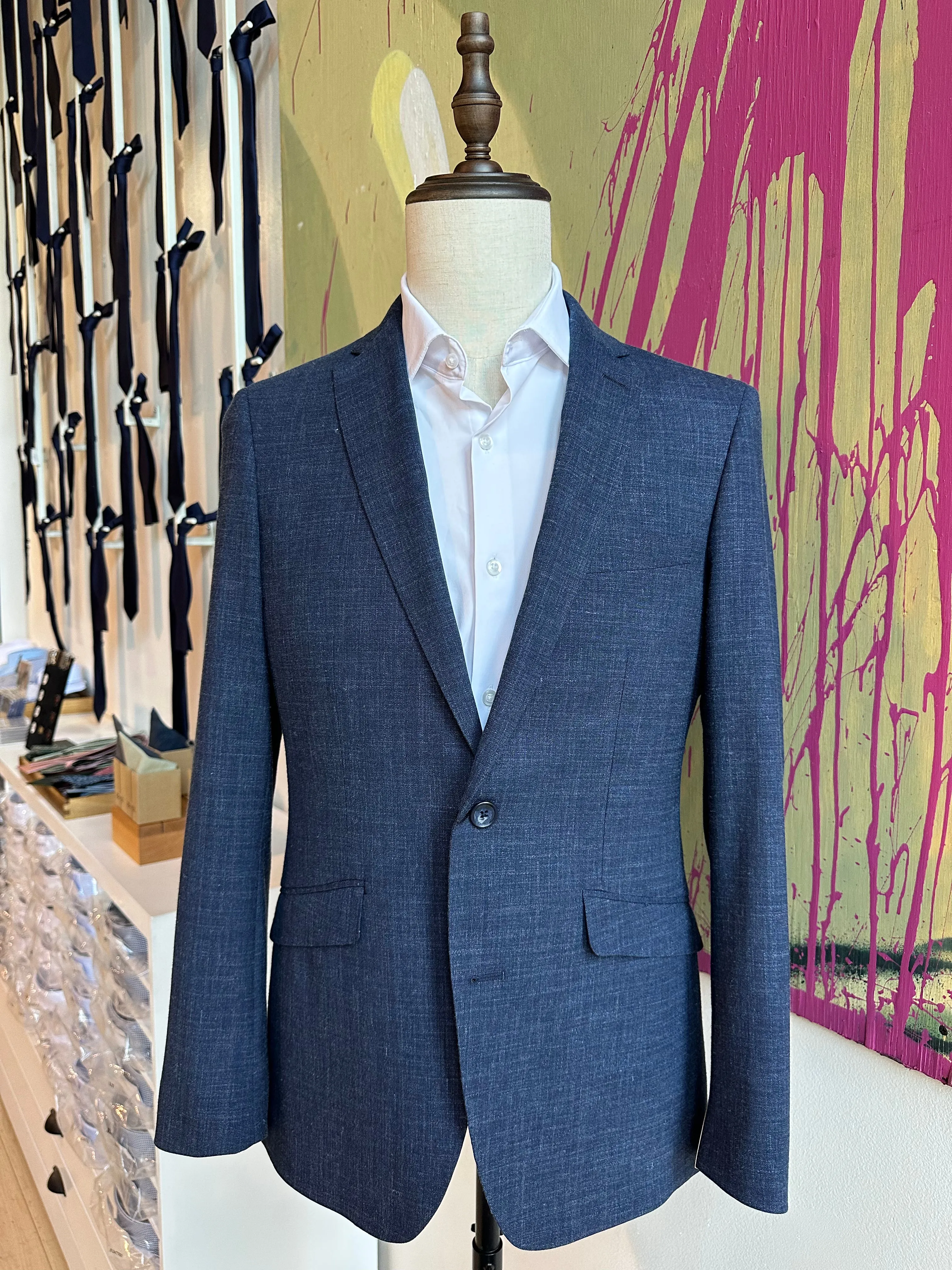 Navy Linen Blend Premium Suit