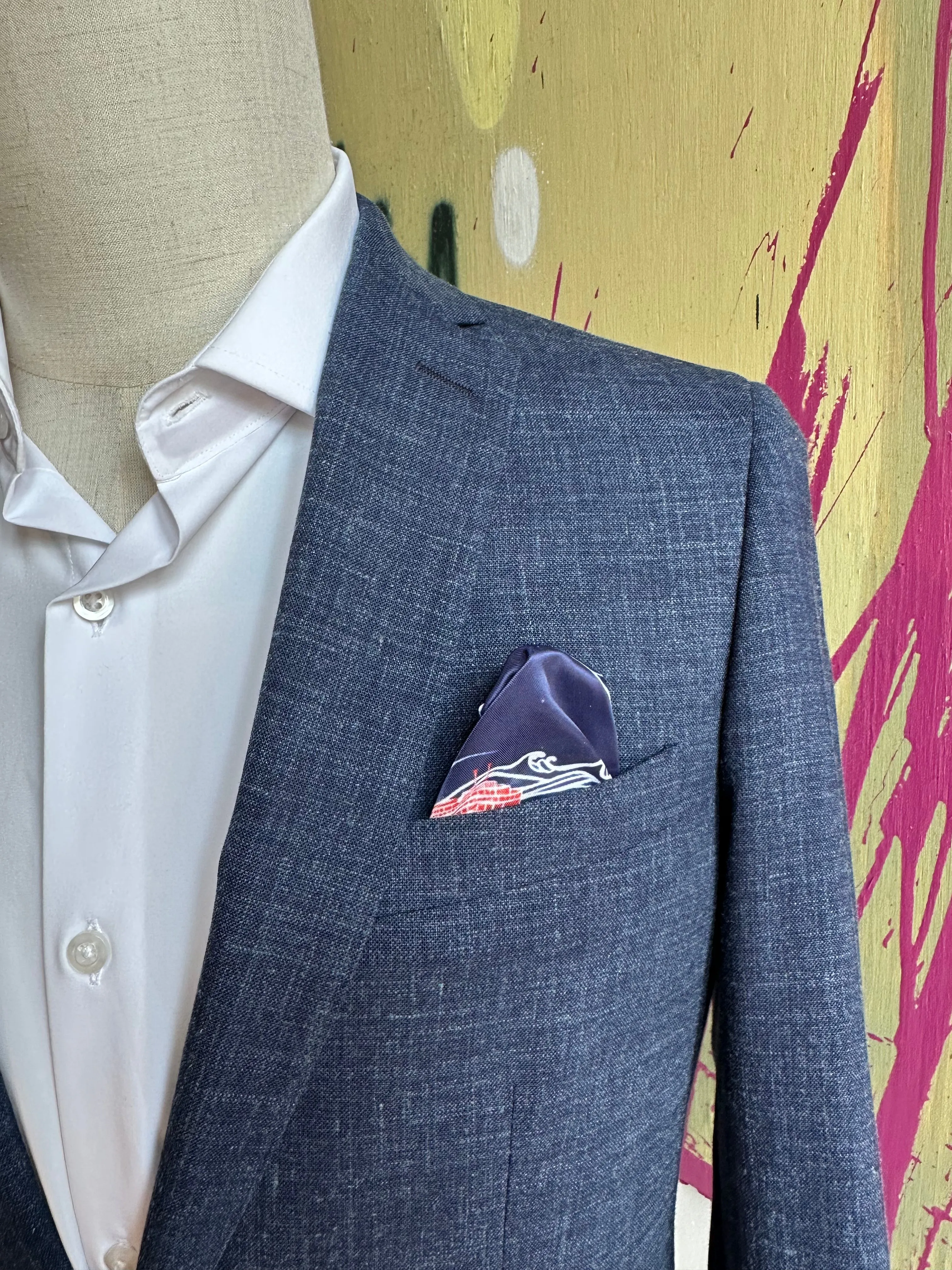 Navy Linen Blend Premium Suit