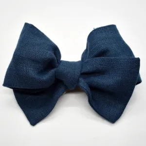 Navy Linen Bow