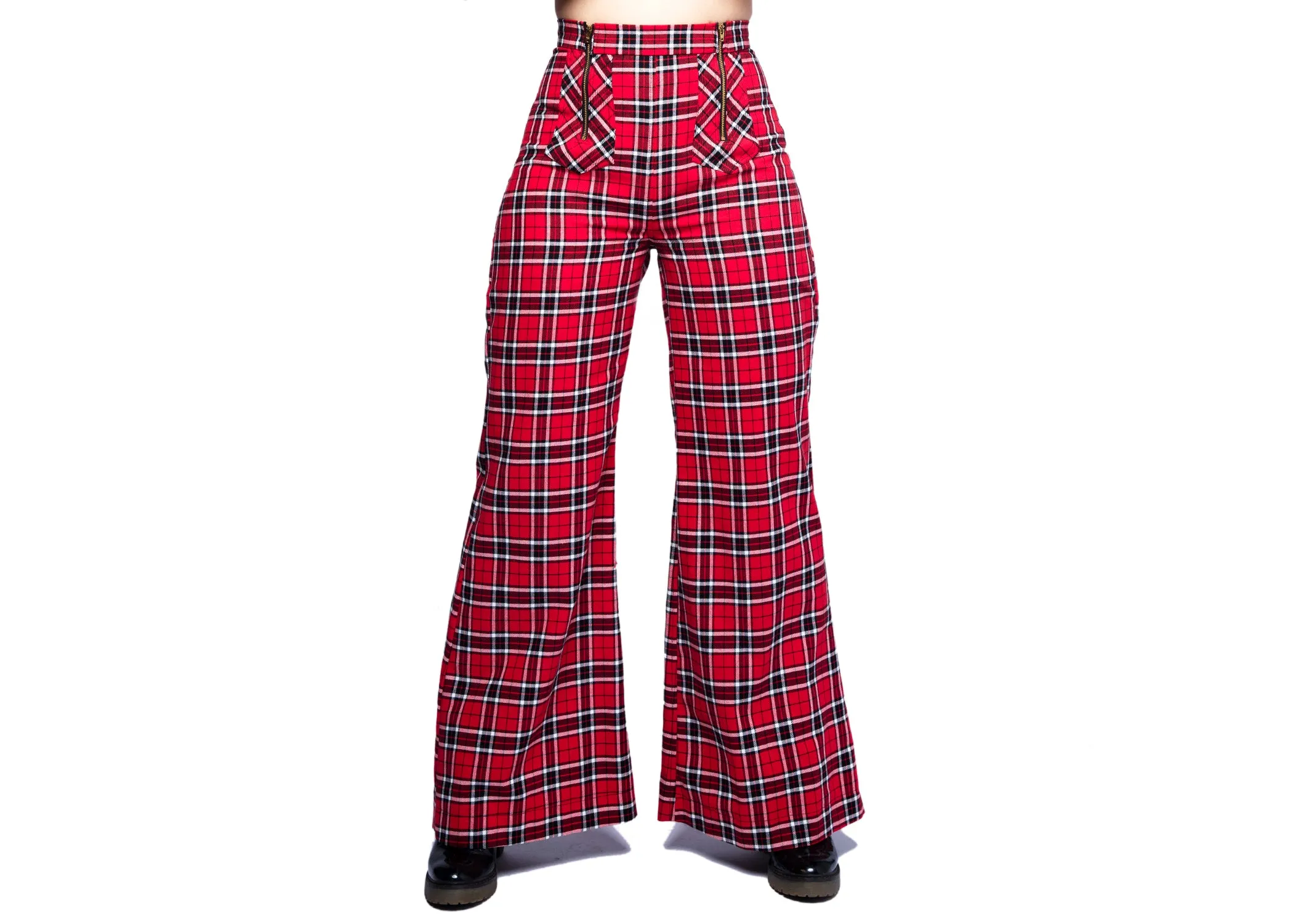 Nemisis Plaid Trousers In Red Windowpane Check