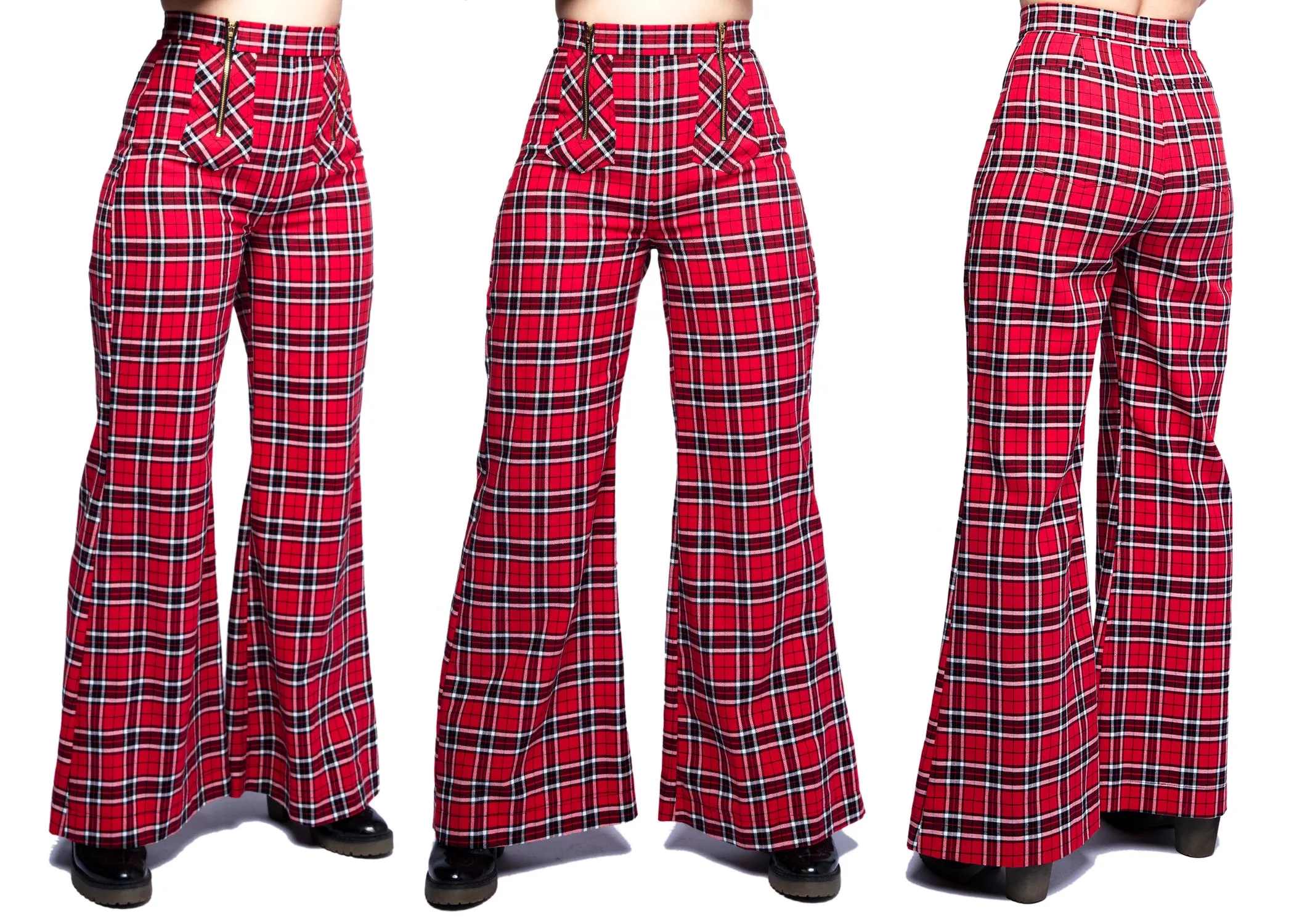 Nemisis Plaid Trousers In Red Windowpane Check