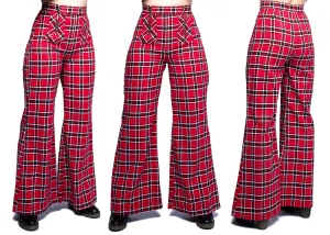 Nemisis Plaid Trousers In Red Windowpane Check