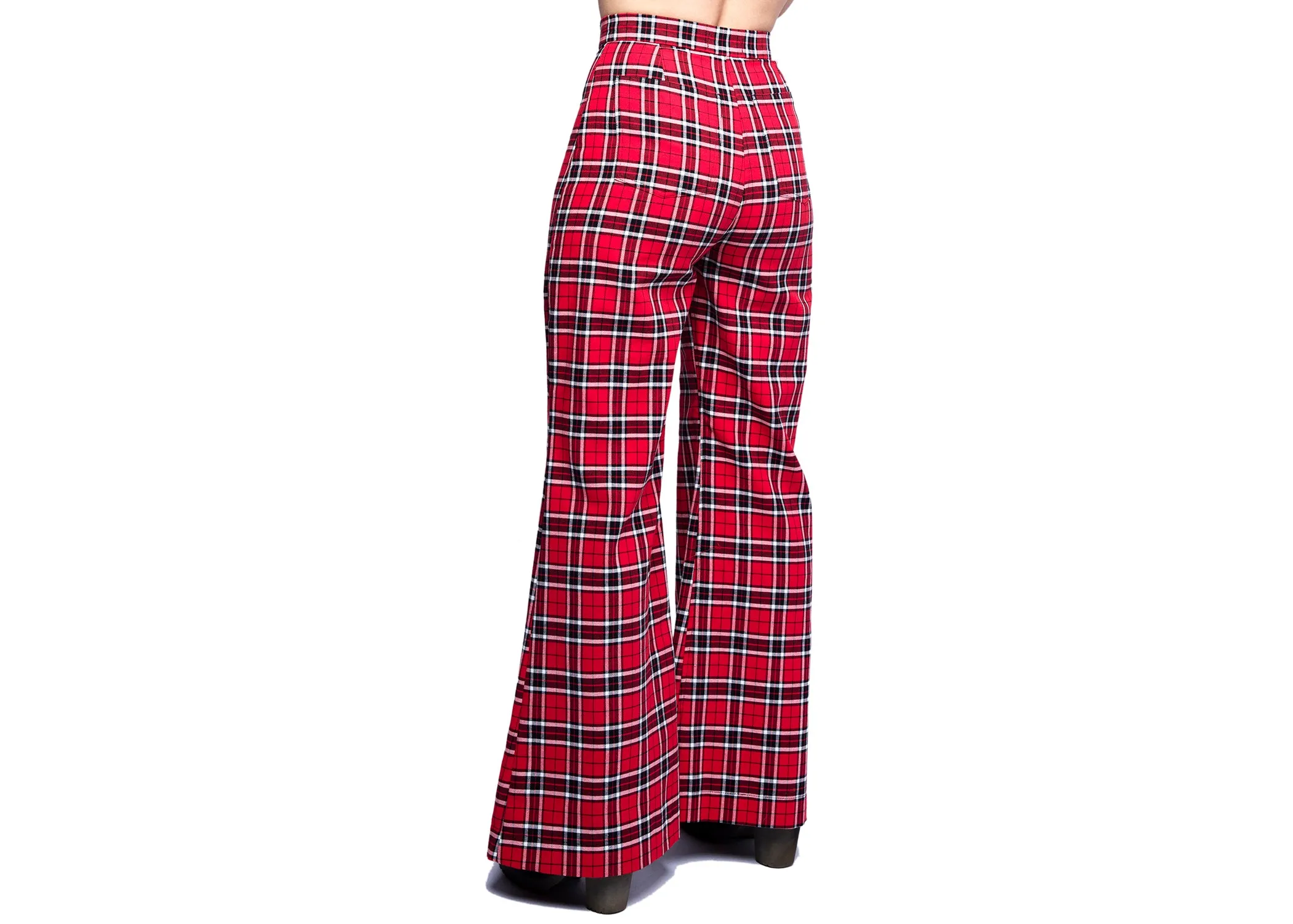 Nemisis Plaid Trousers In Red Windowpane Check