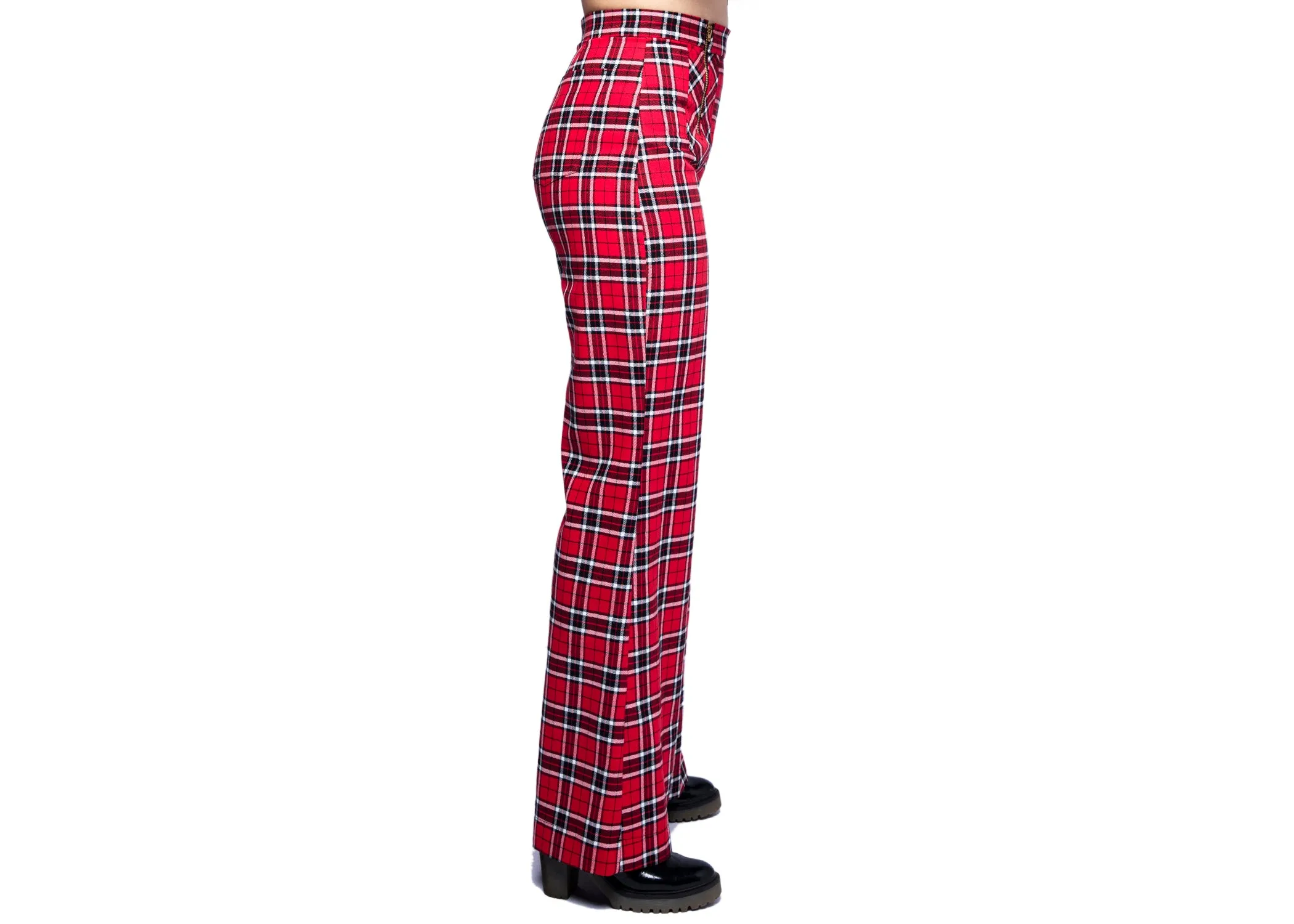 Nemisis Plaid Trousers In Red Windowpane Check