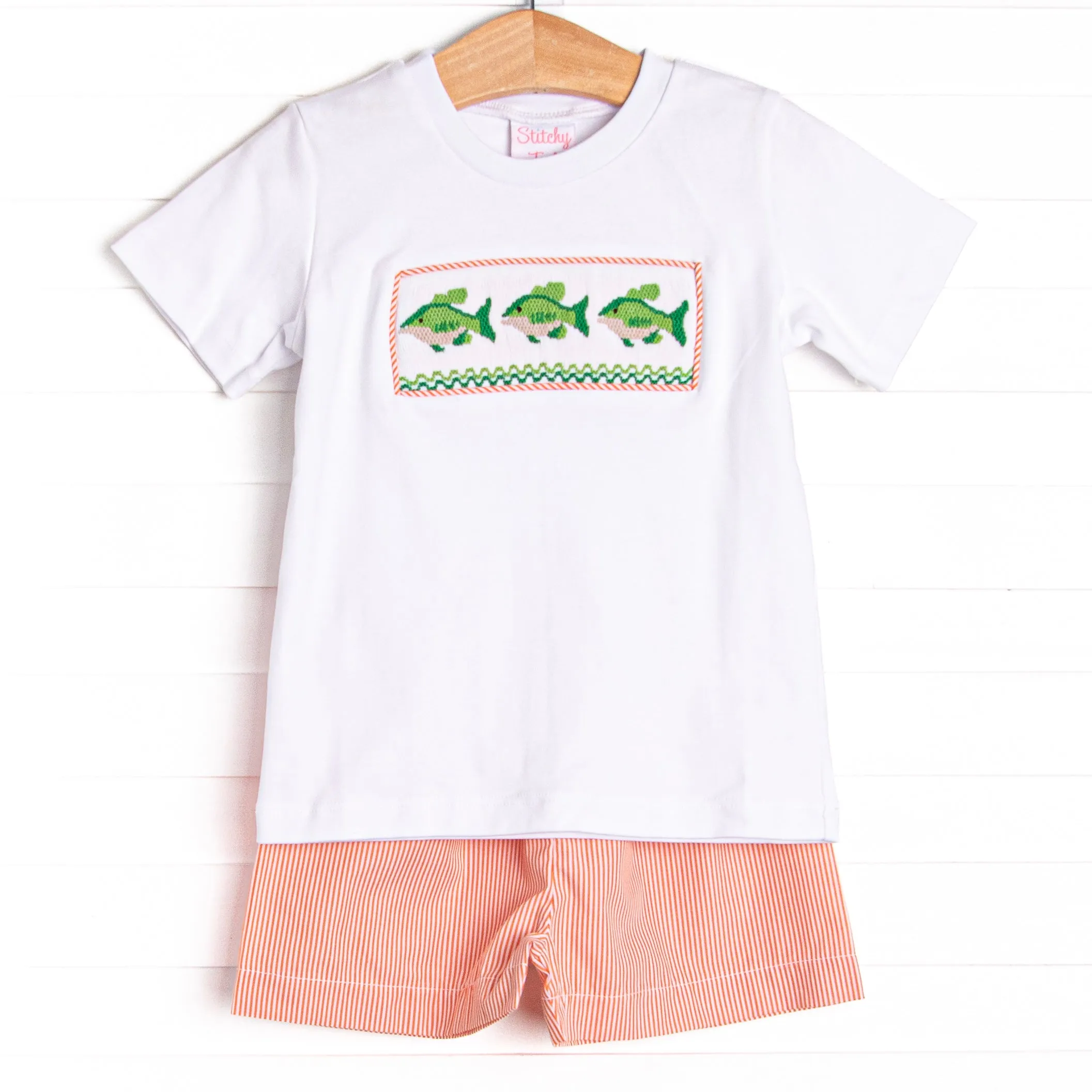 Off the Hook Smocked Short Set, Orange