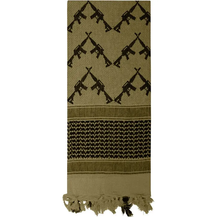 Olive Drab - Crossed Rifles Shemagh Tactical Desert Scarf