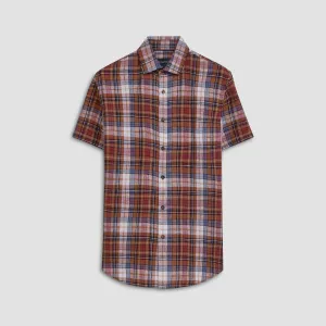 Orson Plaid Check Short Sleeve Linen Shirt