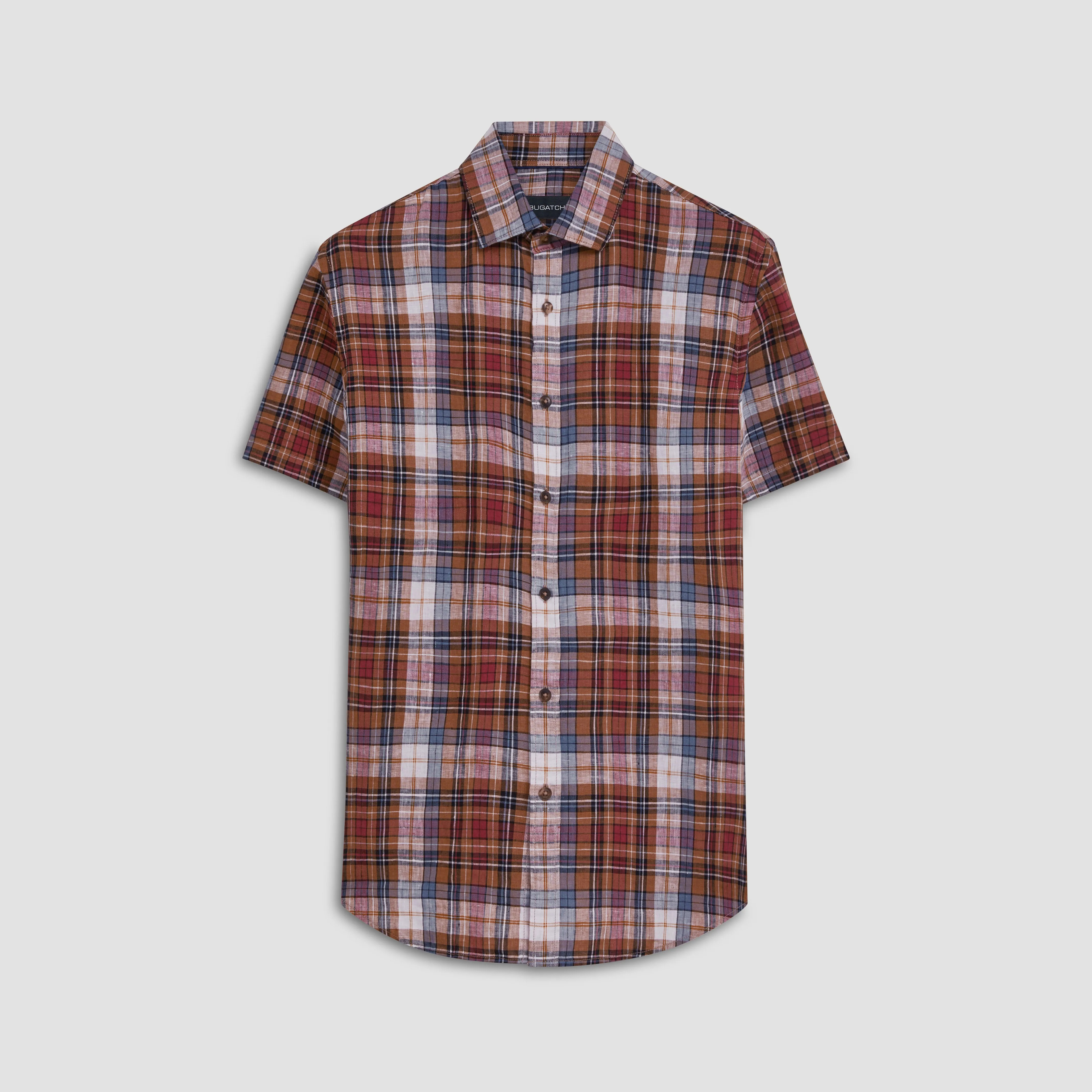 Orson Plaid Check Short Sleeve Linen Shirt