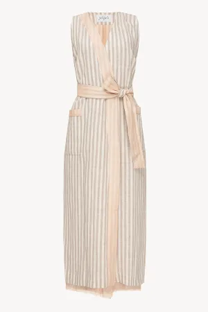 Pacific Robe in Dusted Lines on Peach