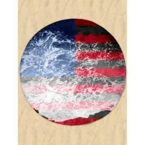 Patriotic Flag Sea Tide Milk Silk Fabric Round Beach Throw