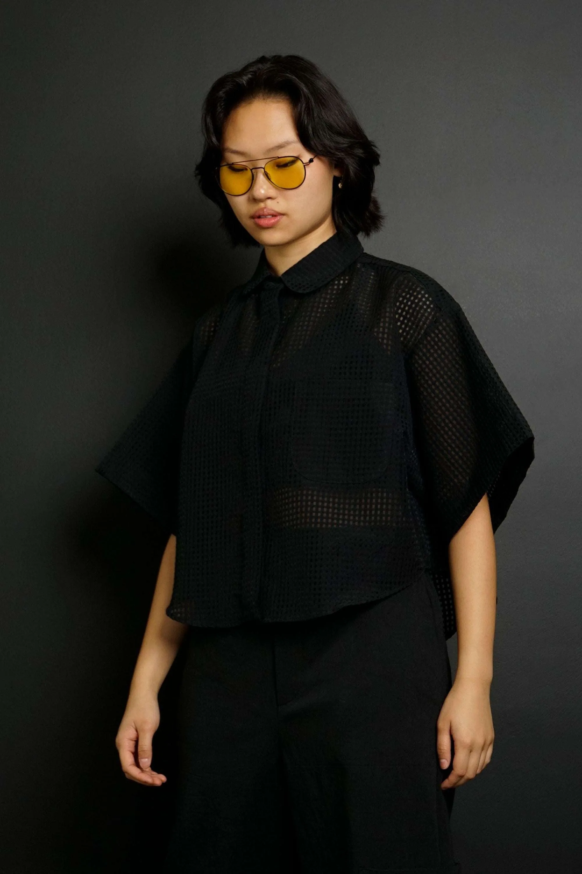Pedro Black Plaid Boxy Fit Button-Down Shirt