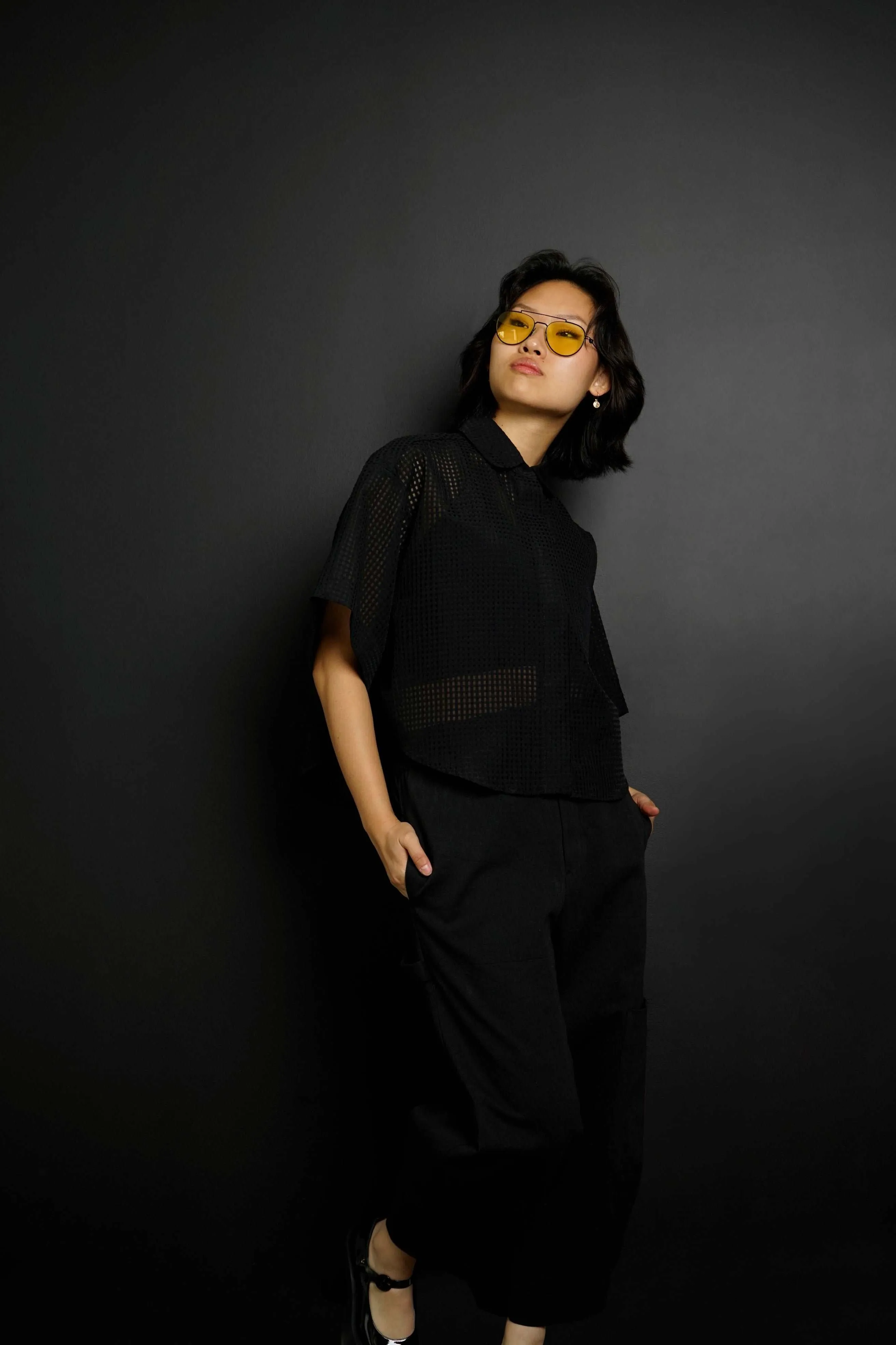 Pedro Black Plaid Boxy Fit Button-Down Shirt
