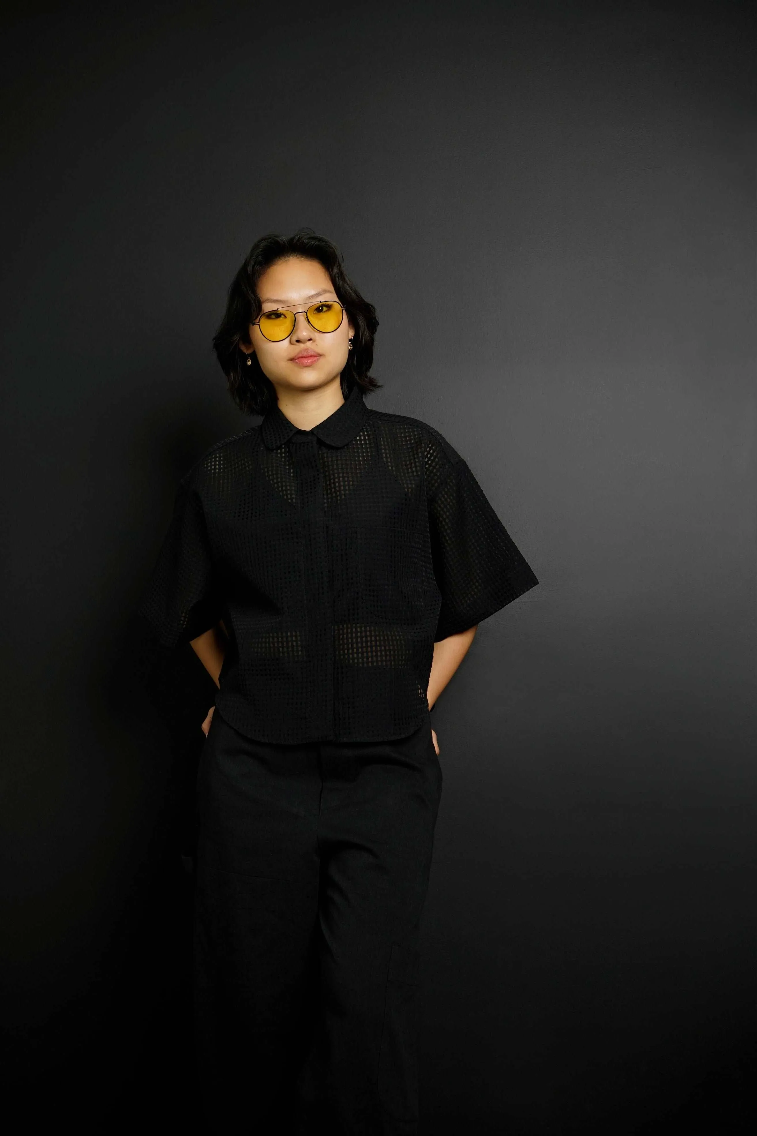 Pedro Black Plaid Boxy Fit Button-Down Shirt