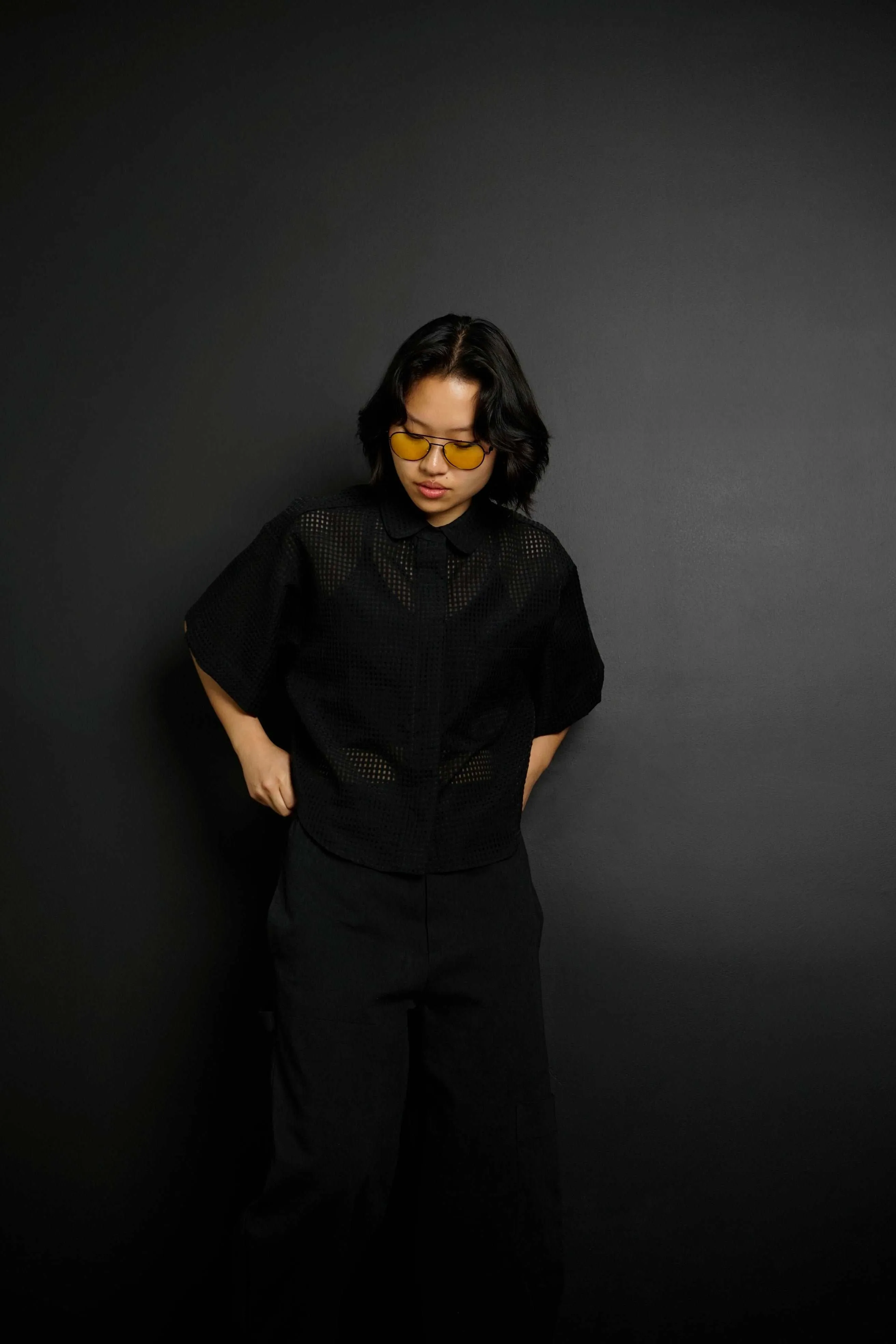 Pedro Black Plaid Boxy Fit Button-Down Shirt