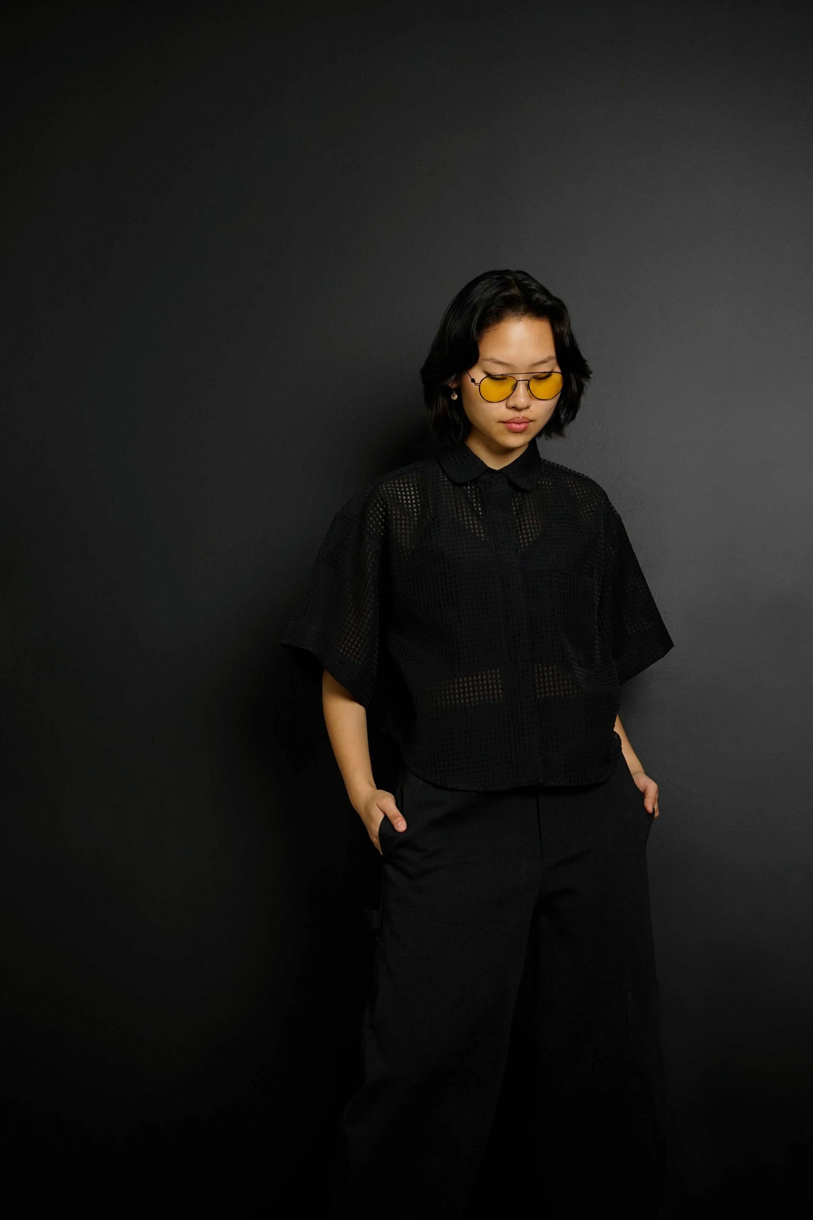 Pedro Black Plaid Boxy Fit Button-Down Shirt