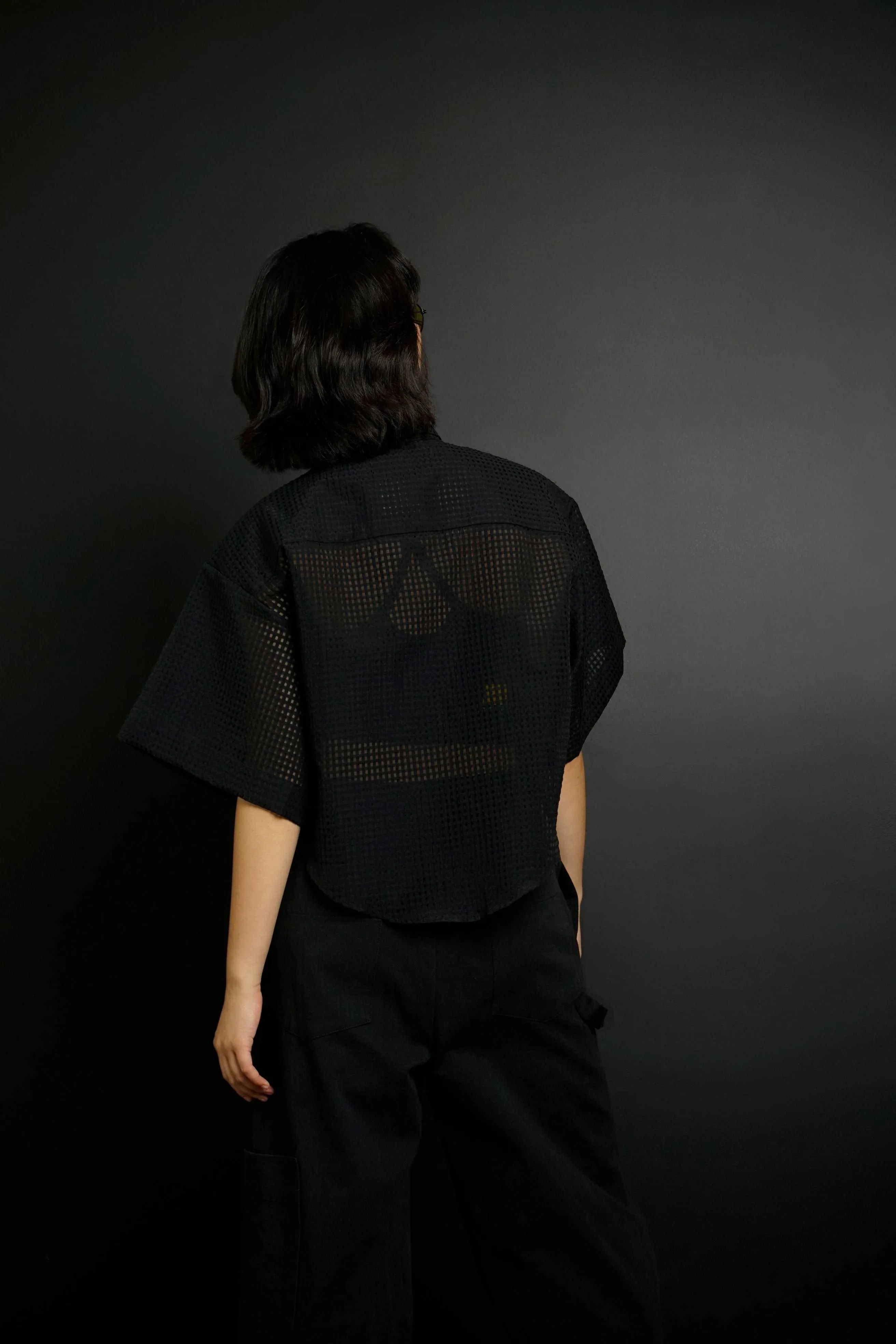 Pedro Black Plaid Boxy Fit Button-Down Shirt