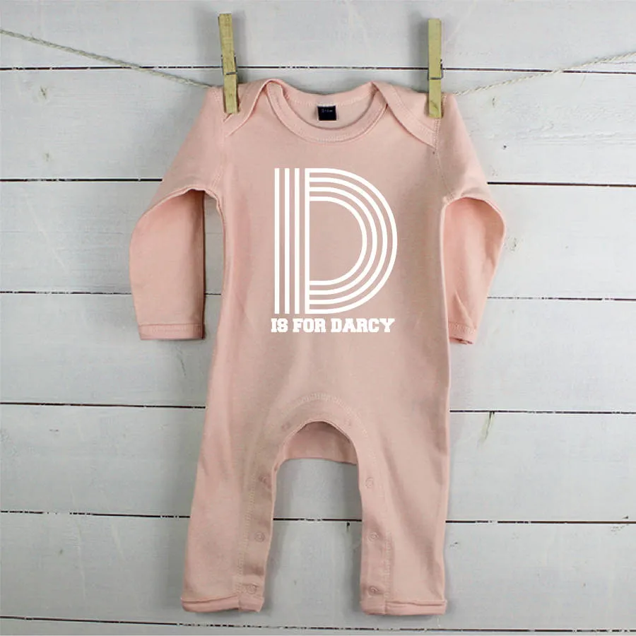 Personalised Retro Alphabet Babygrow Rompersuit