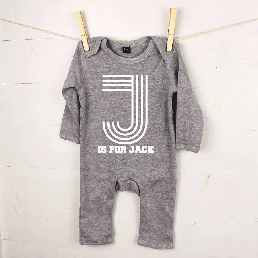 Personalised Retro Alphabet Babygrow Rompersuit