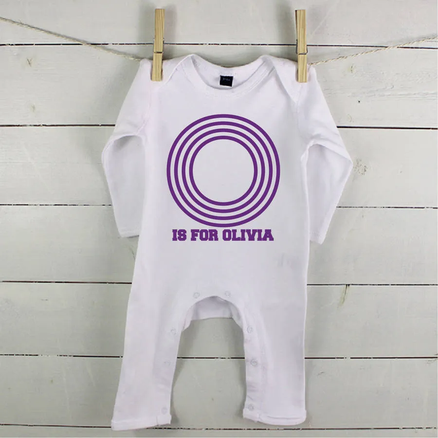 Personalised Retro Alphabet Babygrow Rompersuit