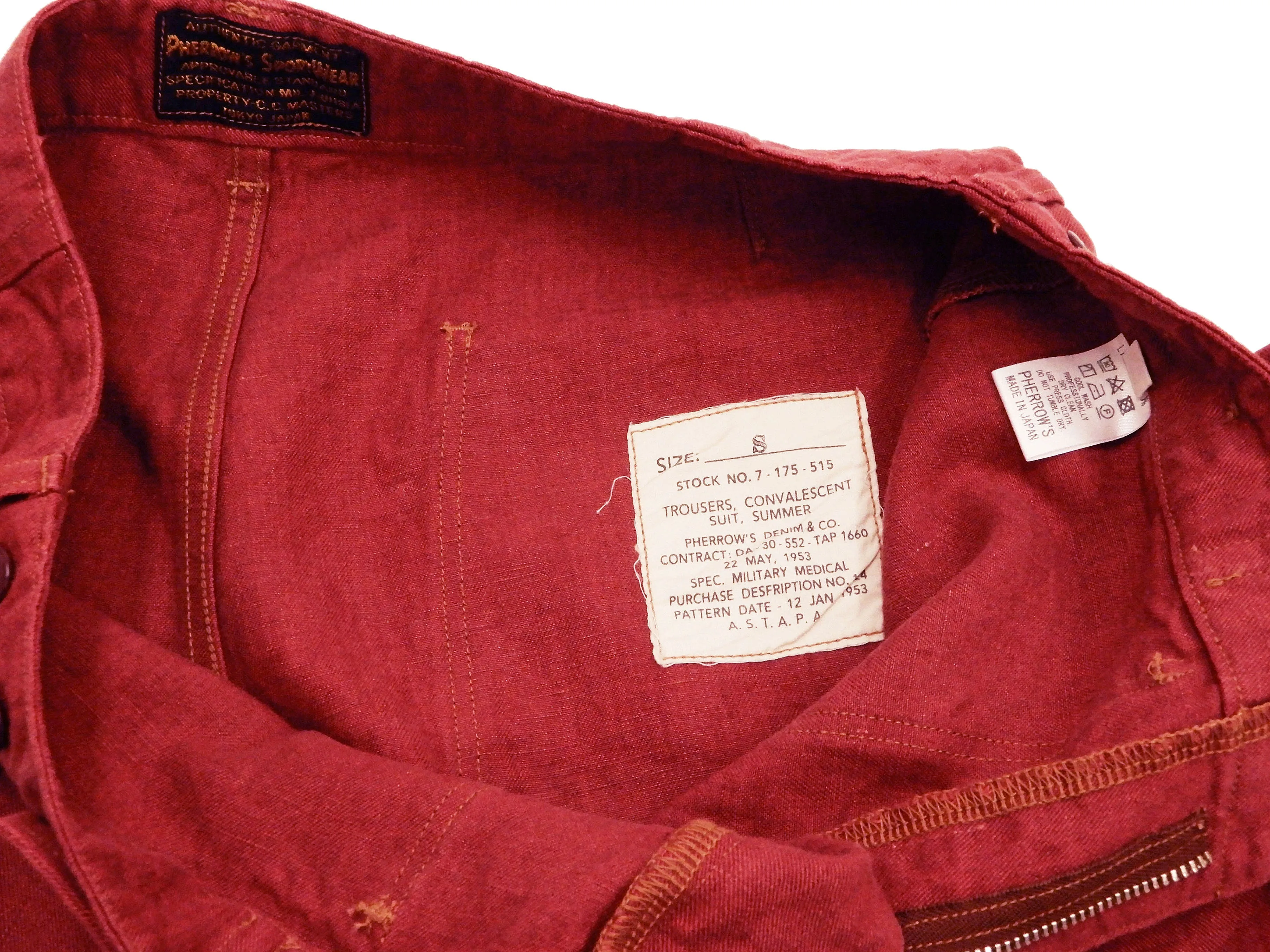 Pherrow's Linen Shorts Men's Relaxed Fit Zip Fly Above the Knee-Length 21S-PMMS1 Red