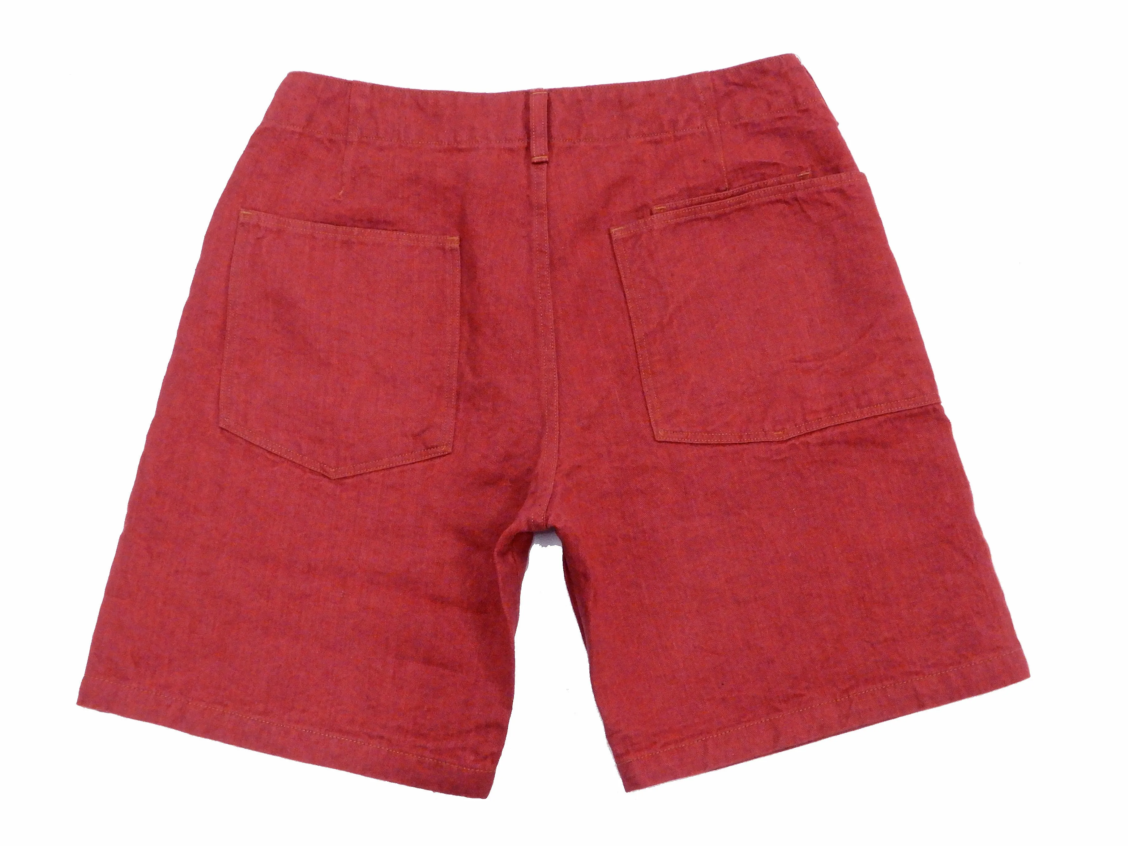 Pherrow's Linen Shorts Men's Relaxed Fit Zip Fly Above the Knee-Length 21S-PMMS1 Red