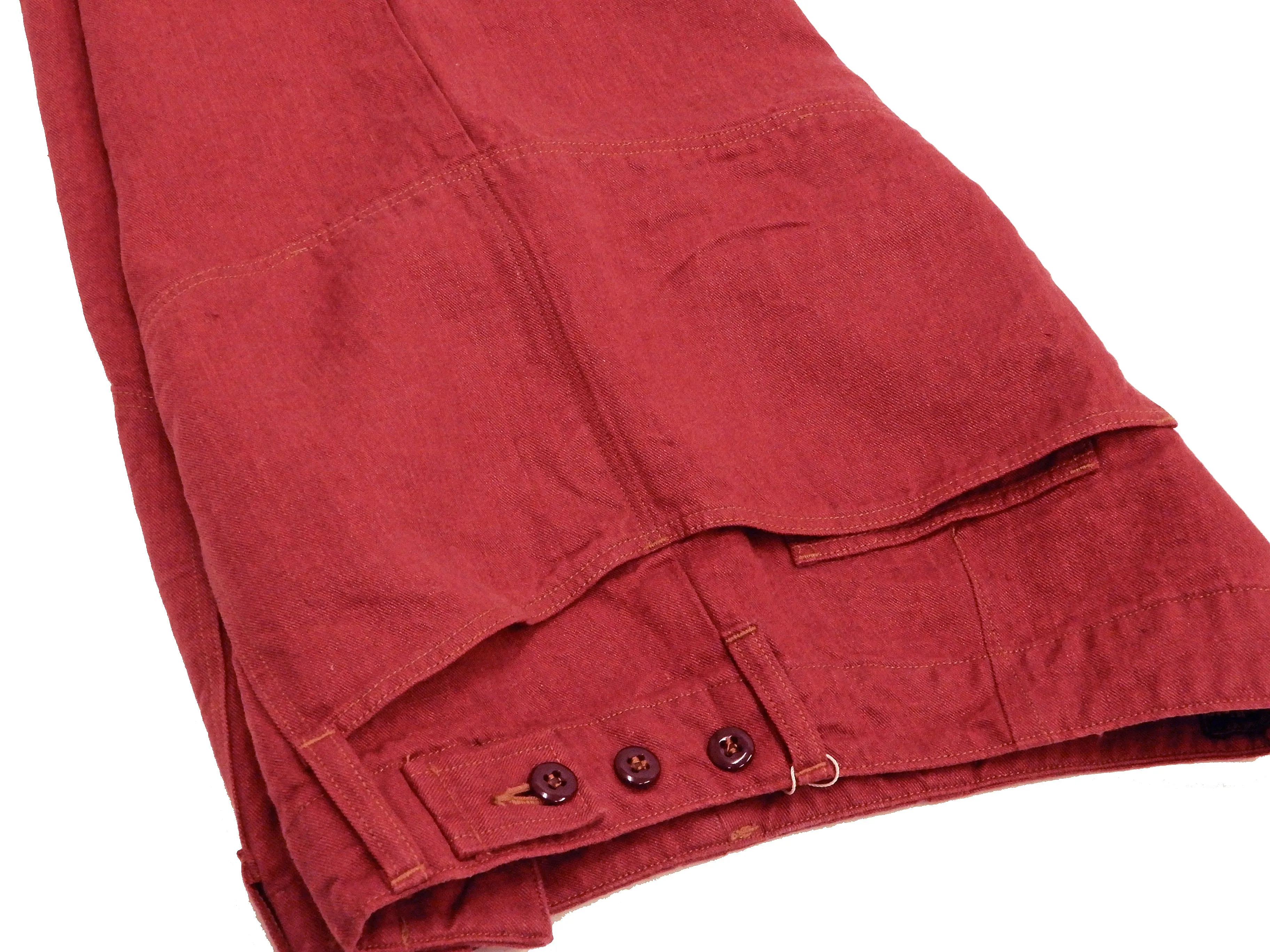 Pherrow's Linen Shorts Men's Relaxed Fit Zip Fly Above the Knee-Length 21S-PMMS1 Red