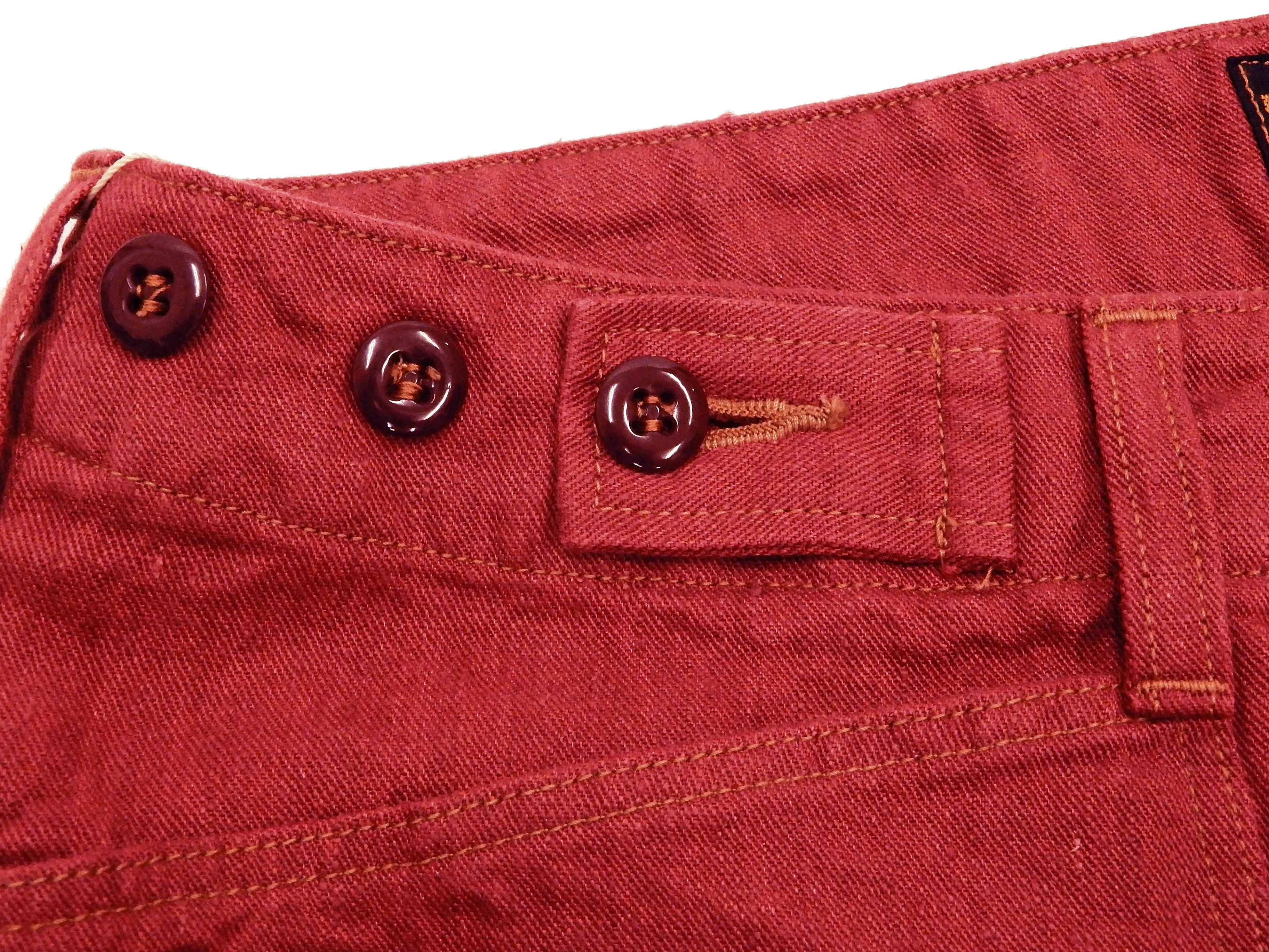 Pherrow's Linen Shorts Men's Relaxed Fit Zip Fly Above the Knee-Length 21S-PMMS1 Red