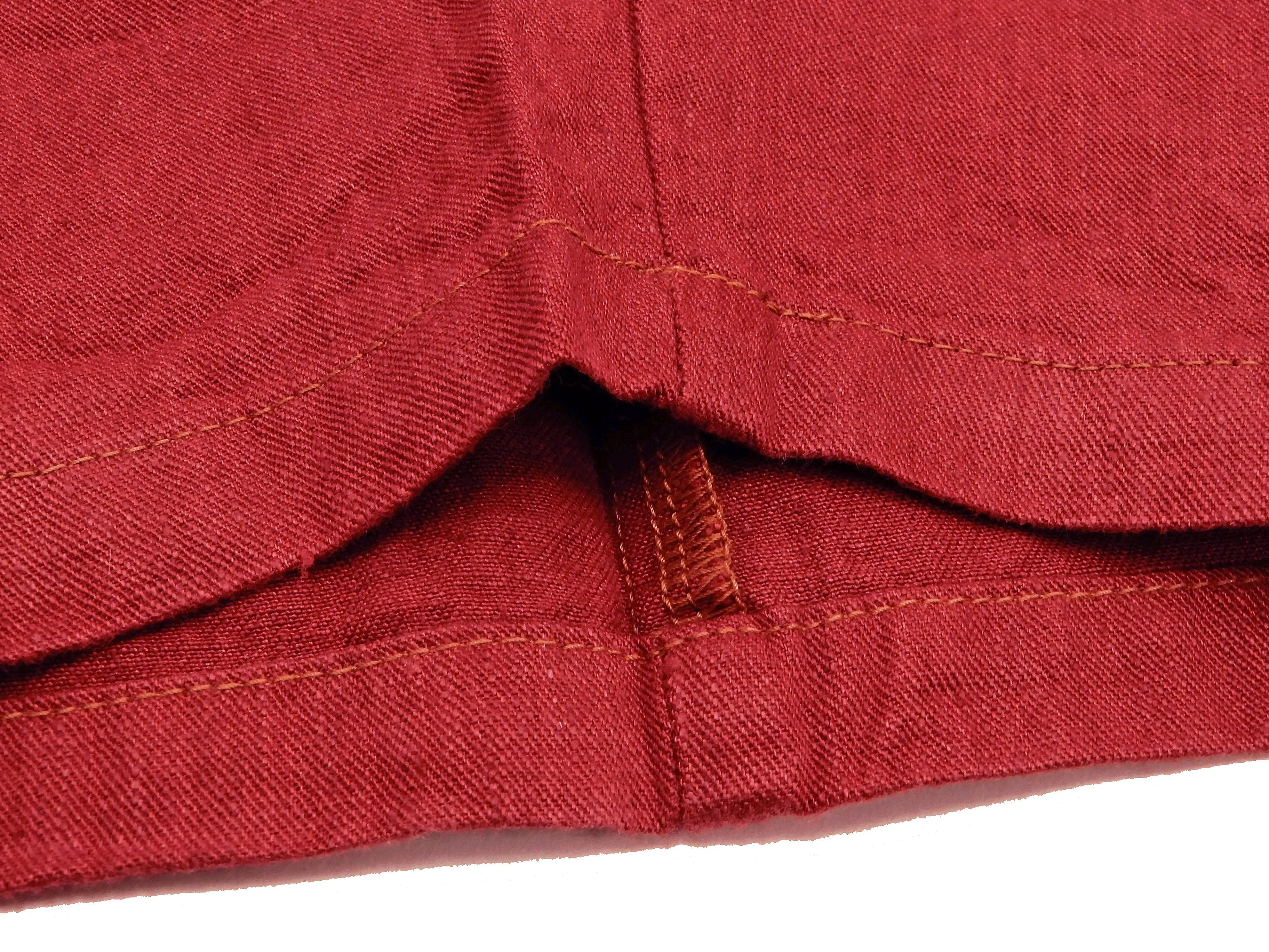 Pherrow's Linen Shorts Men's Relaxed Fit Zip Fly Above the Knee-Length 21S-PMMS1 Red