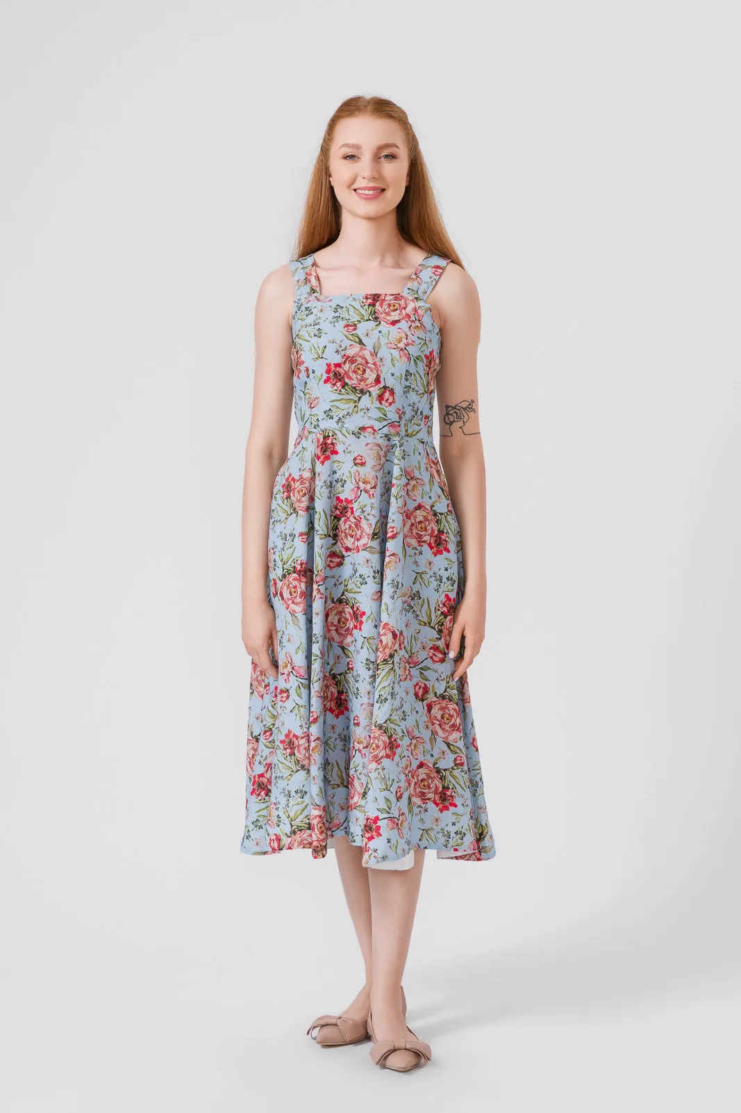 Pinafore Dress, Sleeveless, Patterned