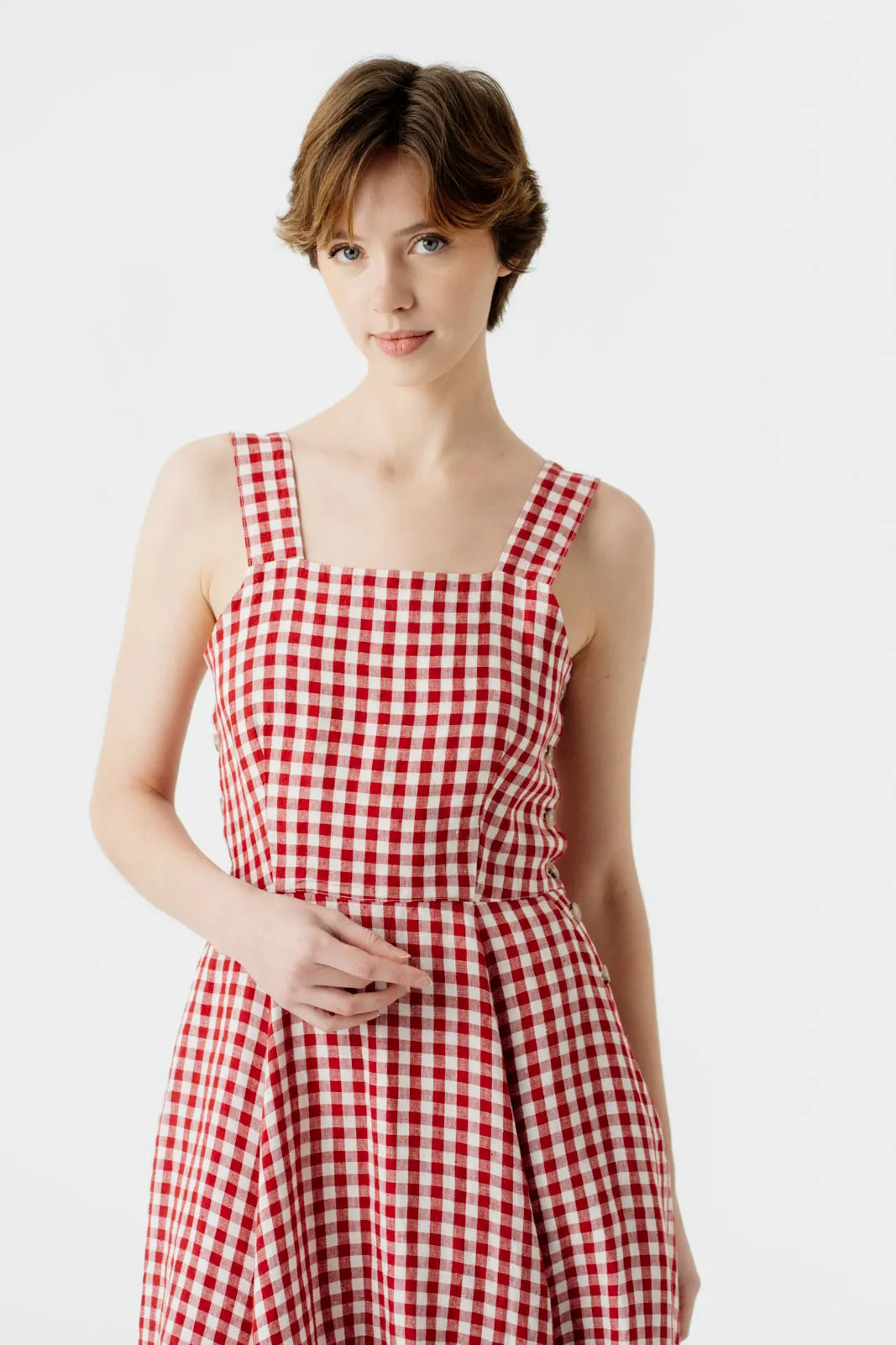 Pinafore Dress, Sleeveless, Patterned