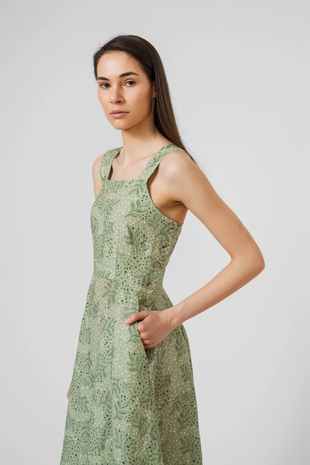 Pinafore Dress, Sleeveless, Patterned