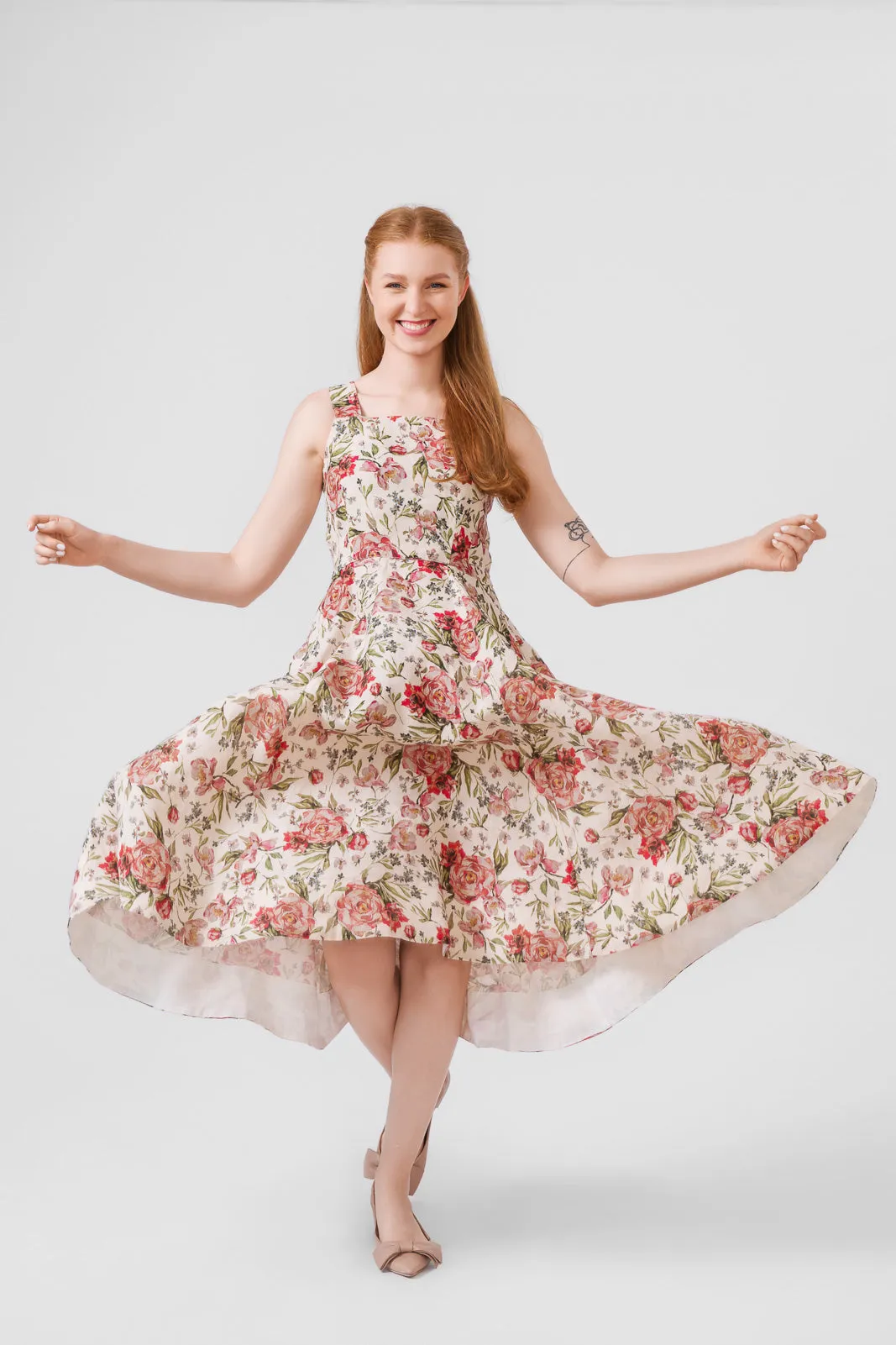Pinafore Dress, Sleeveless, Patterned
