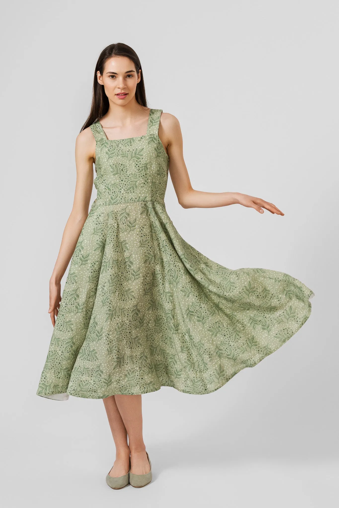 Pinafore Dress, Sleeveless, Patterned