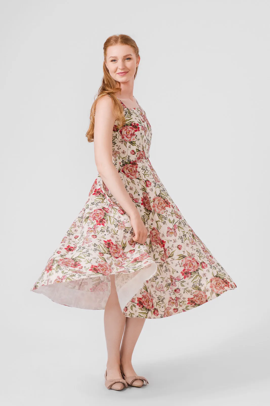 Pinafore Dress, Sleeveless, Patterned