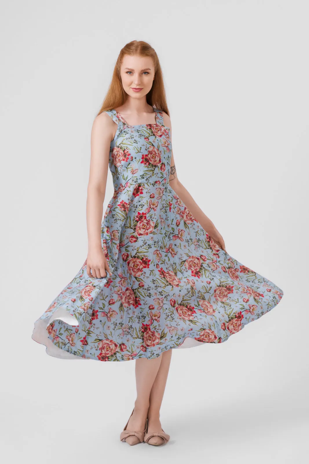 Pinafore Dress, Sleeveless, Patterned
