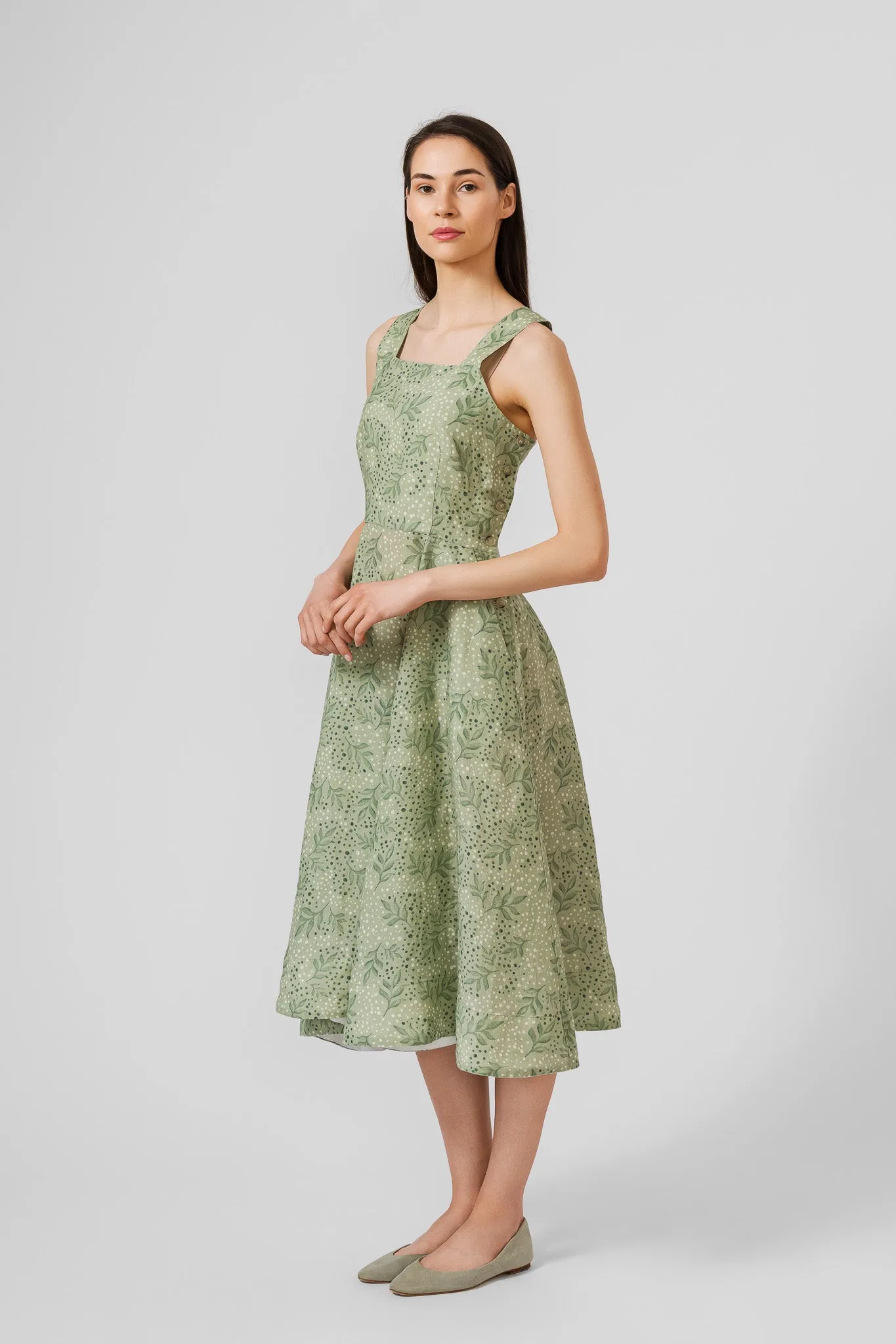 Pinafore Dress, Sleeveless, Patterned