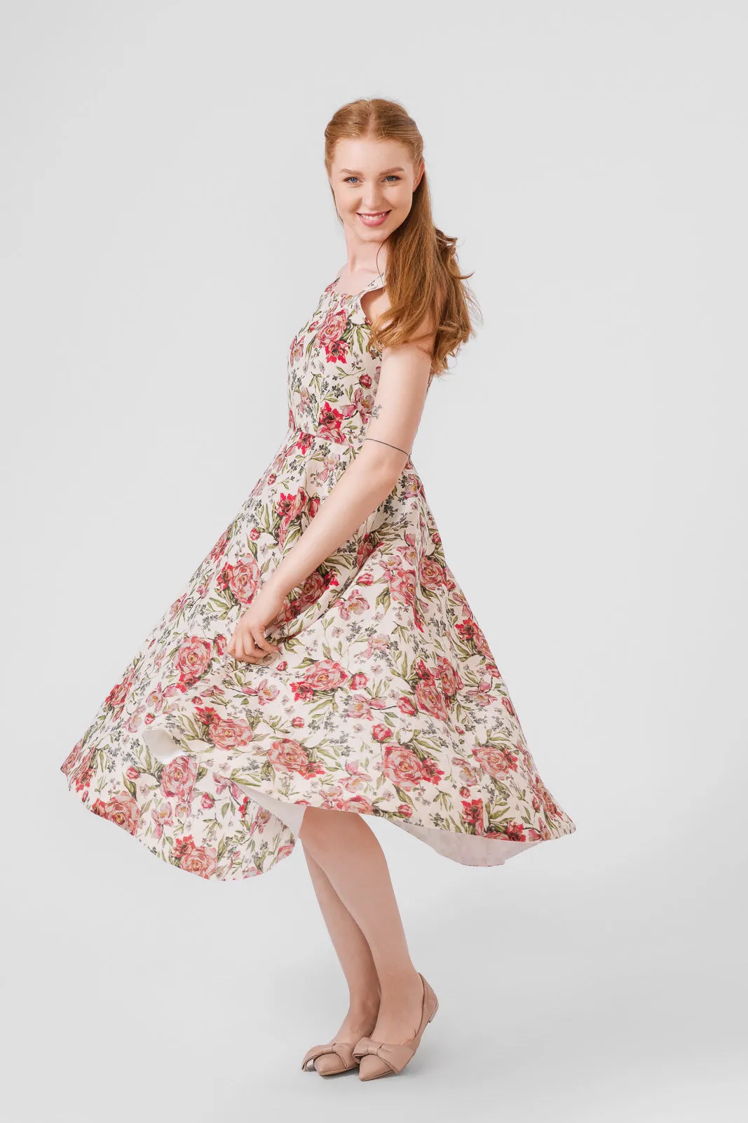 Pinafore Dress, Sleeveless, Patterned