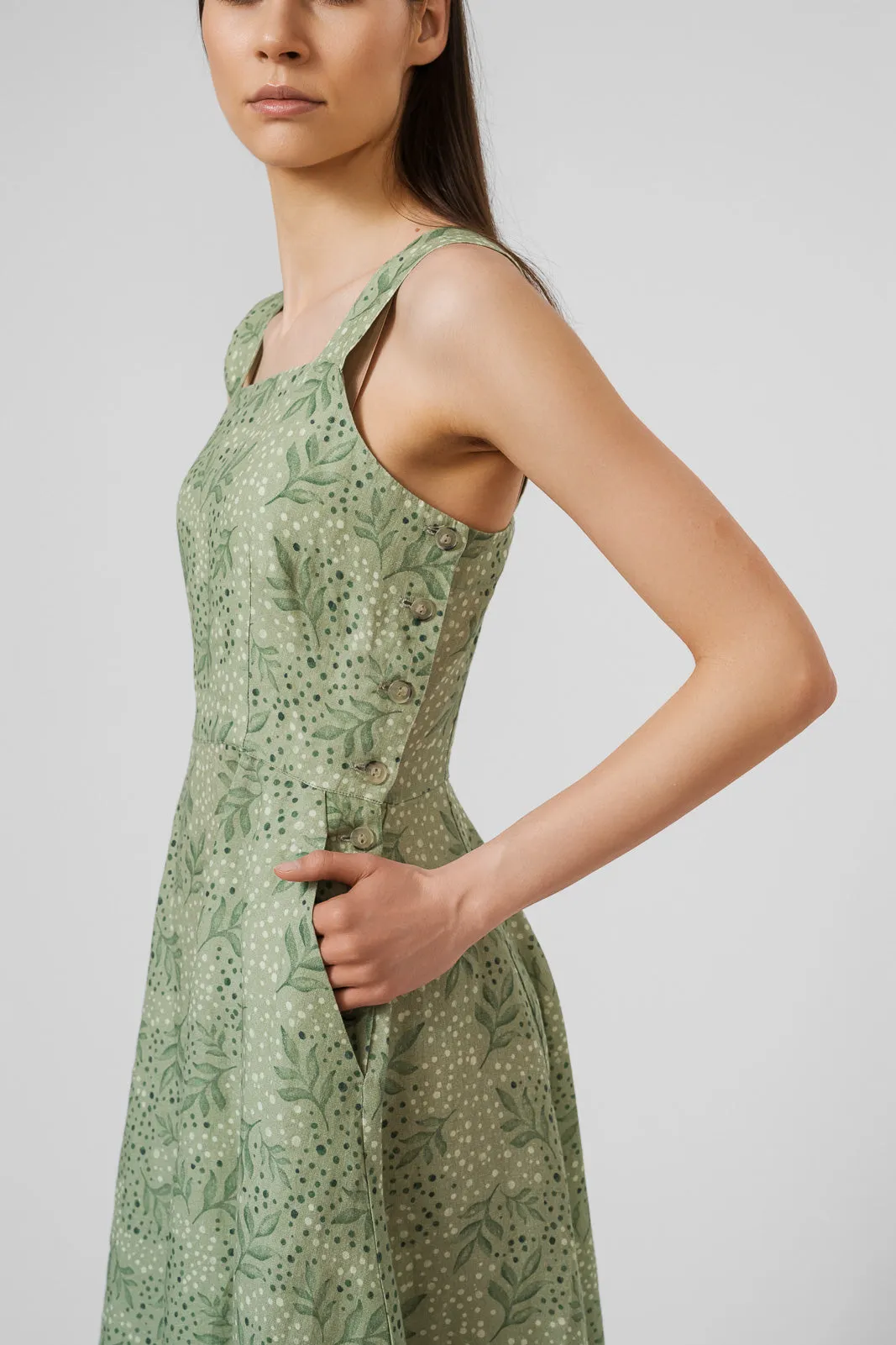 Pinafore Dress, Sleeveless, Patterned