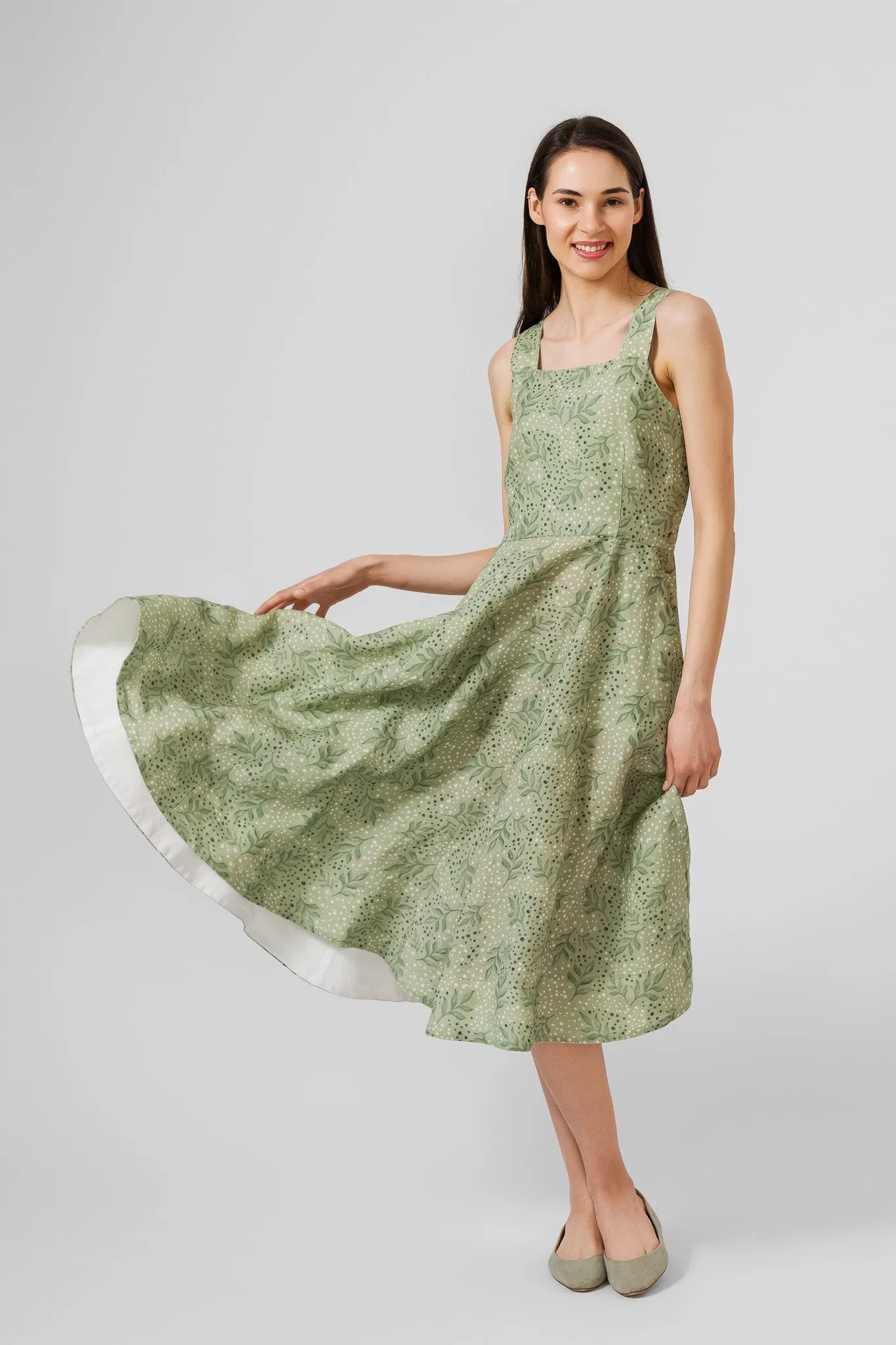 Pinafore Dress, Sleeveless, Patterned