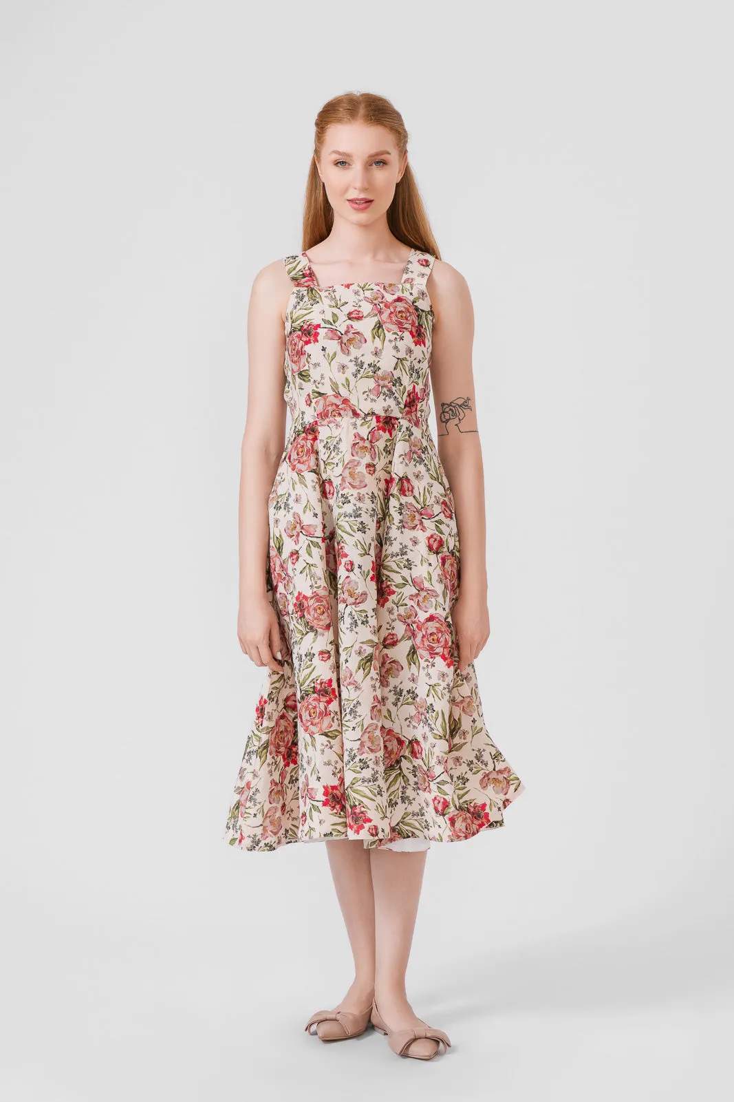 Pinafore Dress, Sleeveless, Patterned