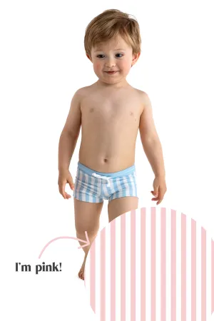 PINK STRIPES Lycra Swim Shorts