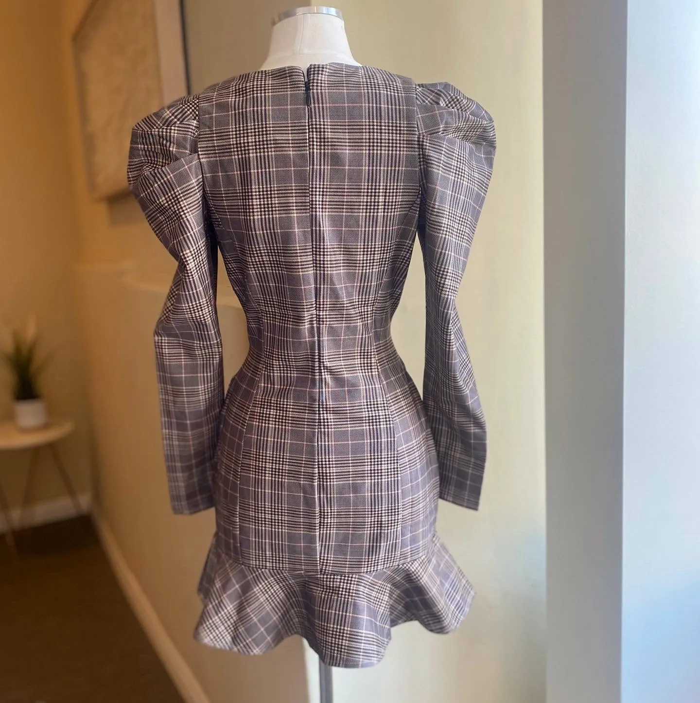 Plaid Blazer Button Up Dress