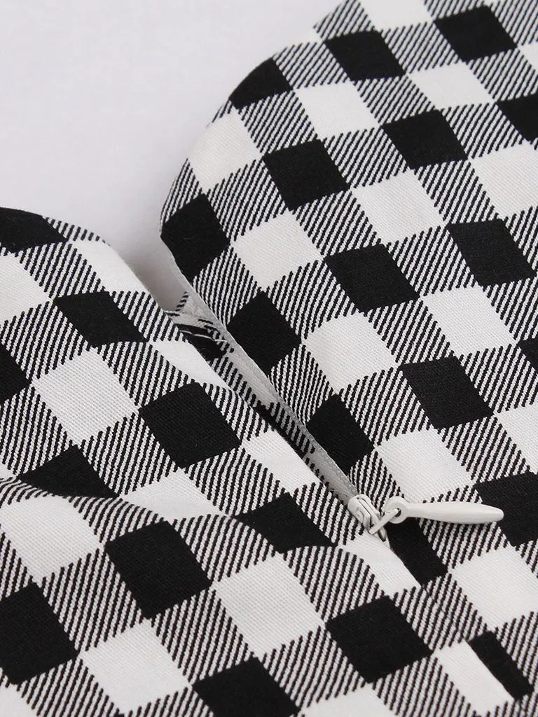 Plaid Collar Consice Short Sleeve Vintage Dress