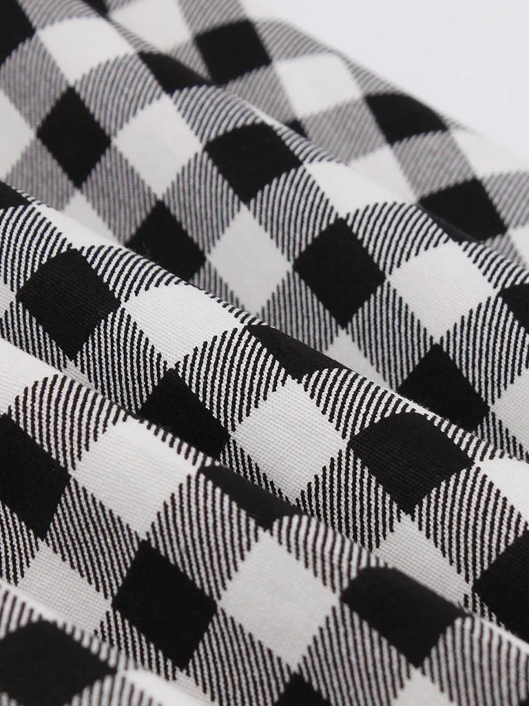 Plaid Collar Consice Short Sleeve Vintage Dress