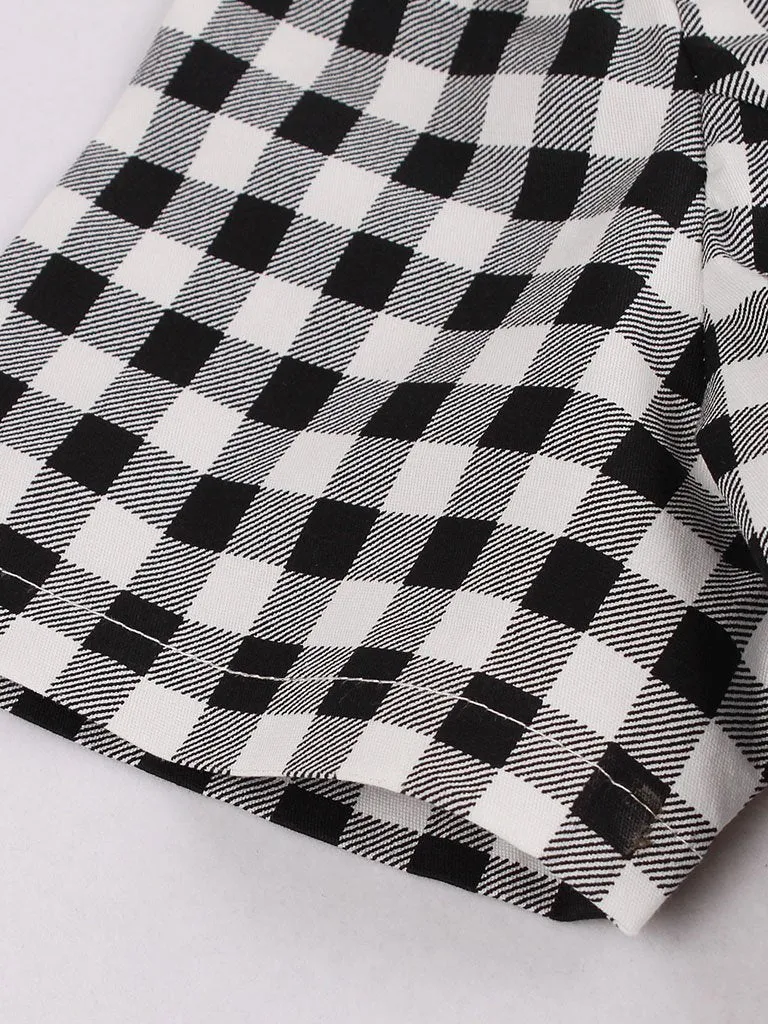 Plaid Collar Consice Short Sleeve Vintage Dress