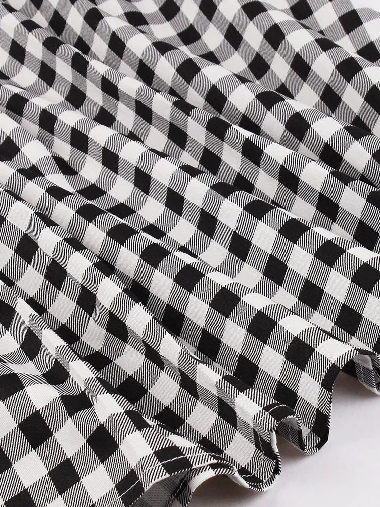 Plaid Collar Consice Short Sleeve Vintage Dress